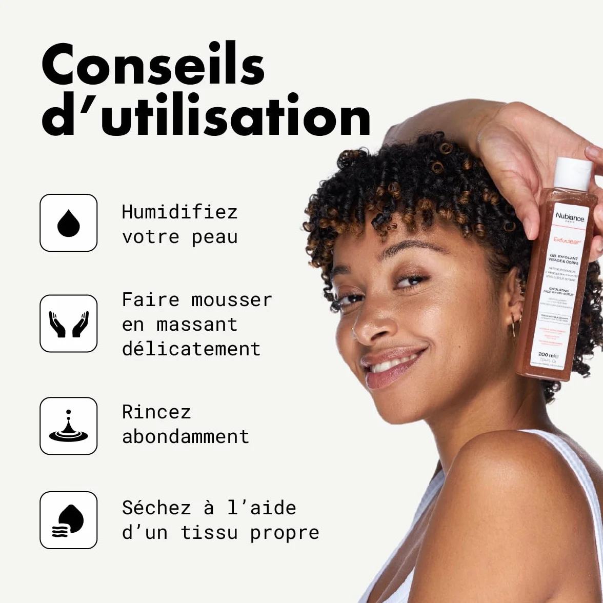 NUBIANCE Exfoclear Gommage Corps & Visage aux AHA Exfoliant 200 ml