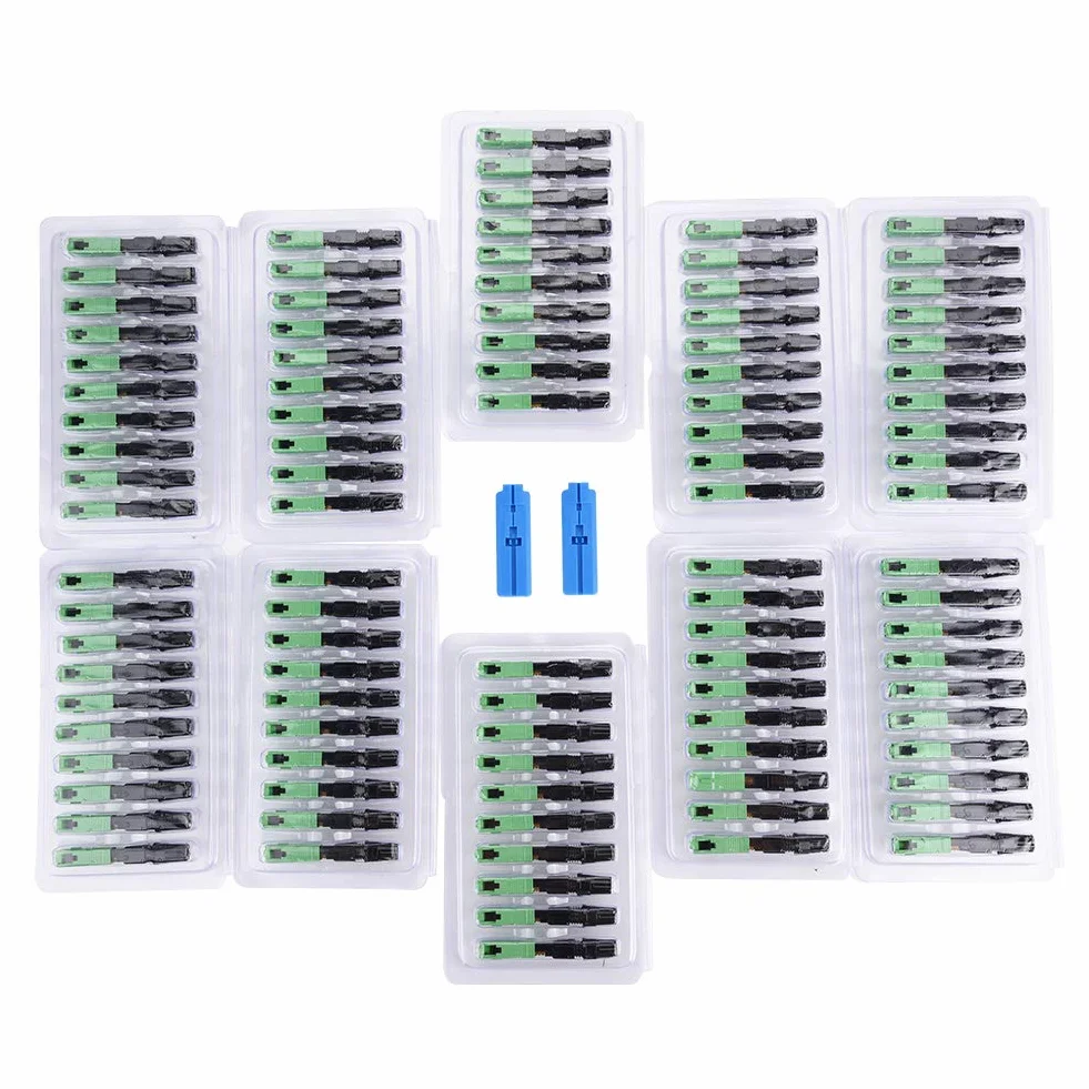 100 Pcs Fibre Optique Connecteur Rapide SC/APC Embarqué Fibre Optique Rapide Connecteur Rapide Adaptateur de Connexion avec Fibre Optique Longueur Capteur pour FTTH