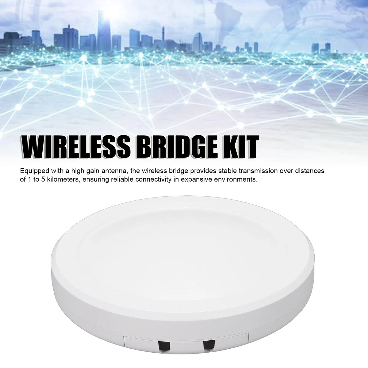 Asixxsix Pont sans Fil, Kit de Pont Internet WiFi Haute Vitesse 5,8 G, Longue Portée de 5 Km, 900 Mbps IP65 Résistant aux Intempéries, Kit D'extension de Réseau Extérieur Plug Play