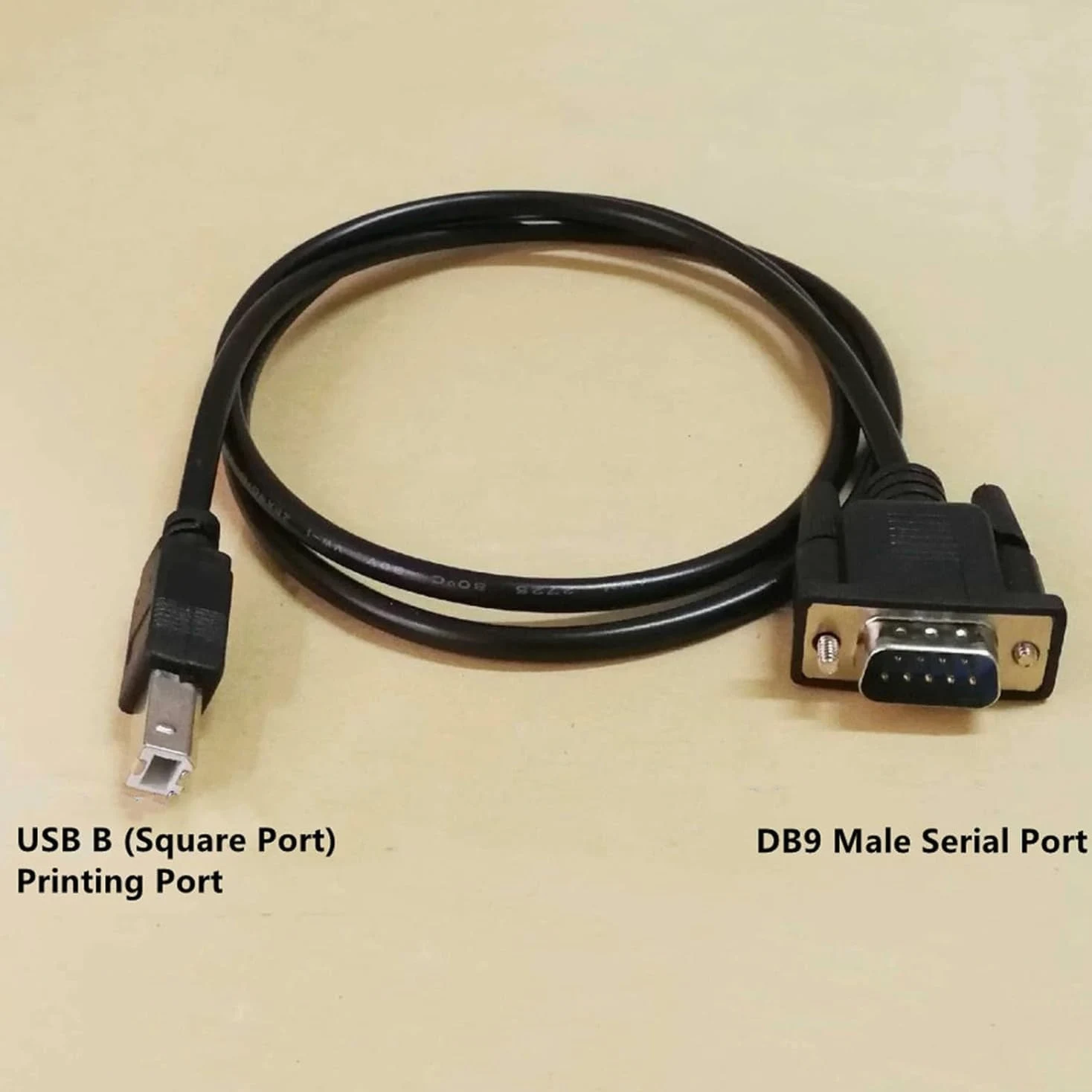 Câble adaptateur DB9 mâle vers port USB B mâle RS232, câble série USB type B vers DB9, câble adaptateur d'imprimante de transmission de données, 1 mètre