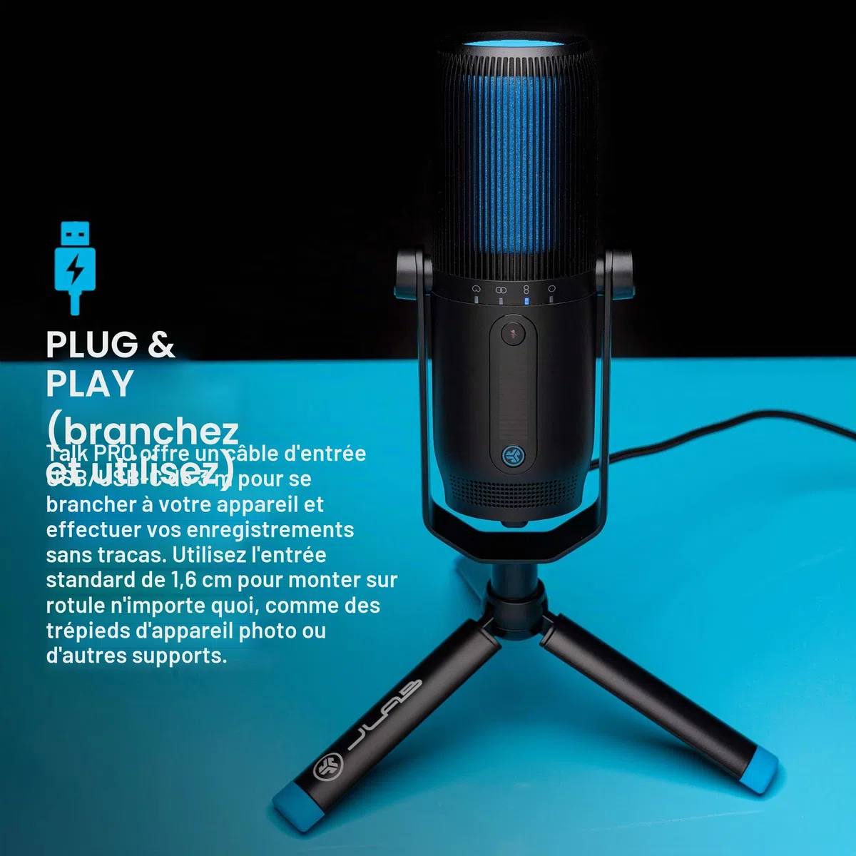 JLab Talk Pro Microphone USB Plug & Play - USB-C, Qualité Pro
