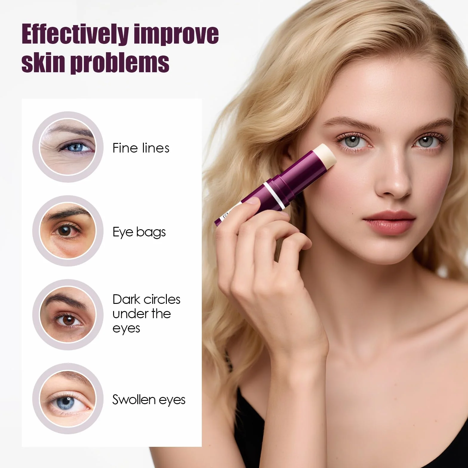 Cemenrete Lot de 2 Baumes au Calcium Multi Baume Anti-Âge Raffermissant Coréen Skincare Stick Hydratant pour Yeux, Cou, Visage