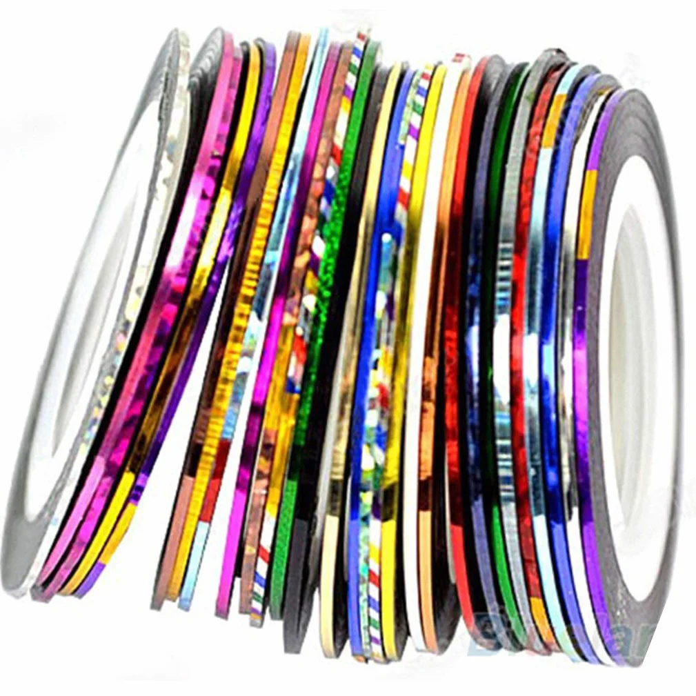Nail Art Narrow Line Striping Tape Sticker 10 Couleurs Mixtes DIY Nail Tip Décorations Adhésif