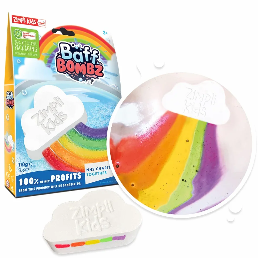 Zimpli Kids Grande Bombe de Bain en Forme de Nuage Arc-en-Ciel Effet Multicolore Jouets de Bain pour Enfants