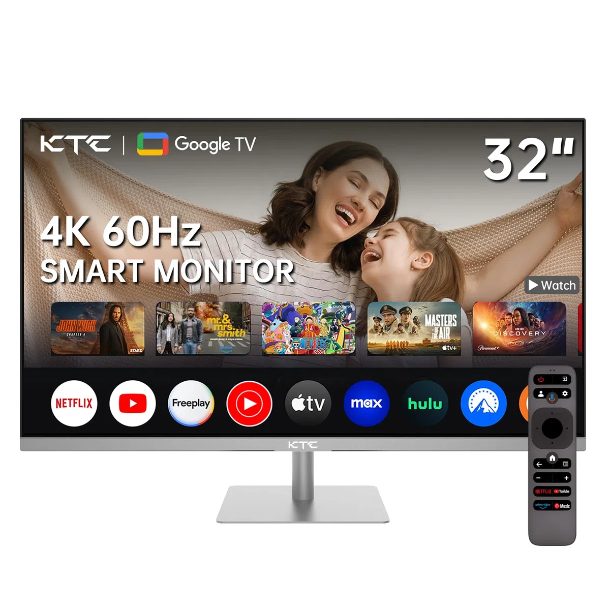 Smart Monitor 32 Pouces avec système Smart TV | 4K@60Hz | Bluetooth, WiFi, Haut-Parleur, KVM | Voice Remote | Dolby | HDMI 2.1, DP 1.4, PD 65W USB C (DP), USB-A x 4