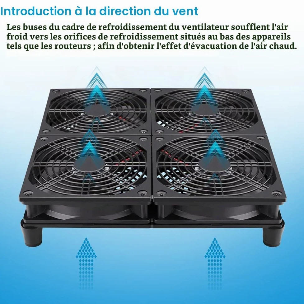 GDSTIME Ventilateur PC 120mm 220V Ventilateur 230V 4 x 120mm Fan 220V à haut débit d'air avec 4V -12V Contrôleur de Vitesse Réglable pour Routeur Laptop Meuble Boîte TV