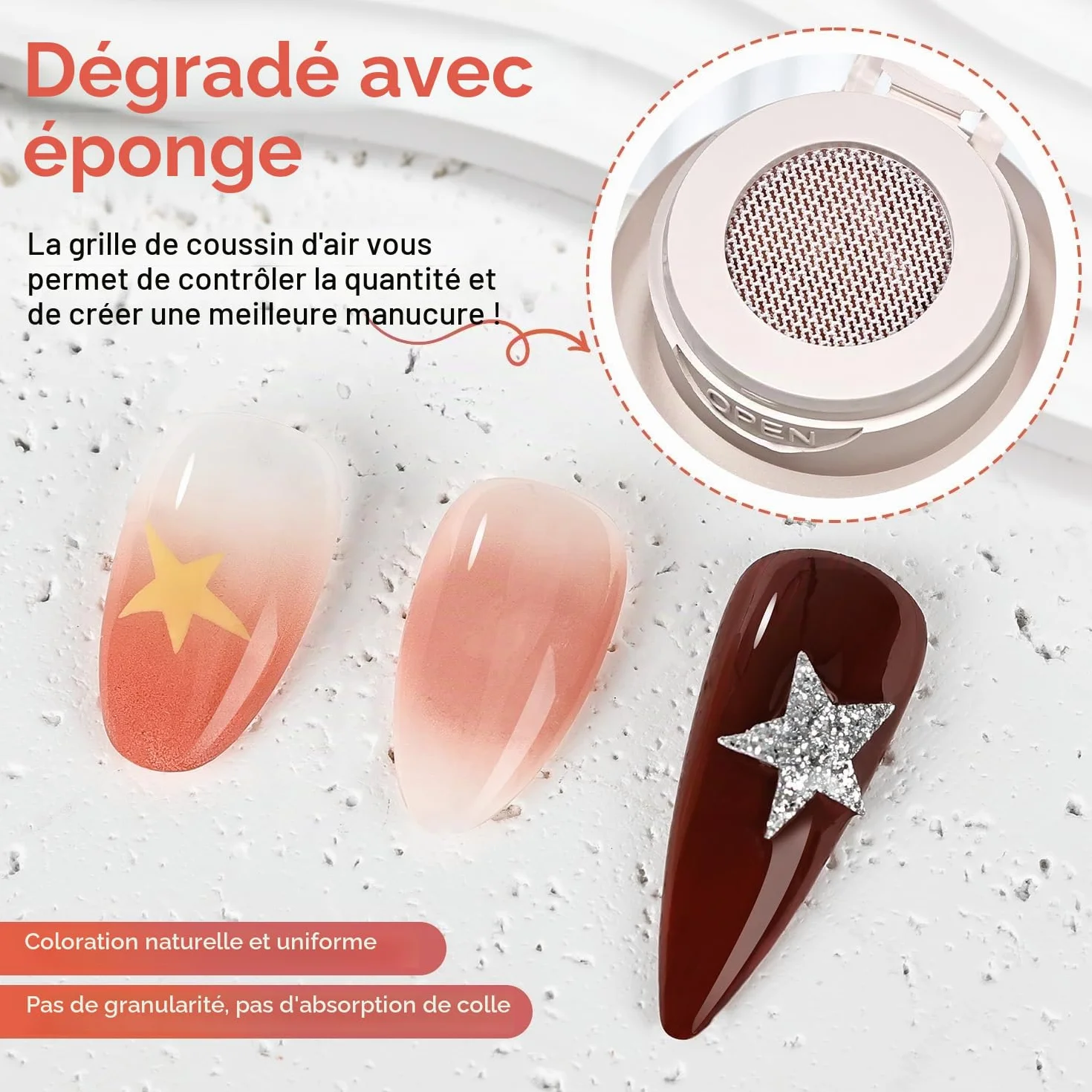 JODSONE 6 Couleurs Pat Painting Gel Dégradé Vernis à Ongles Set avec Stylet et 50 Éponges