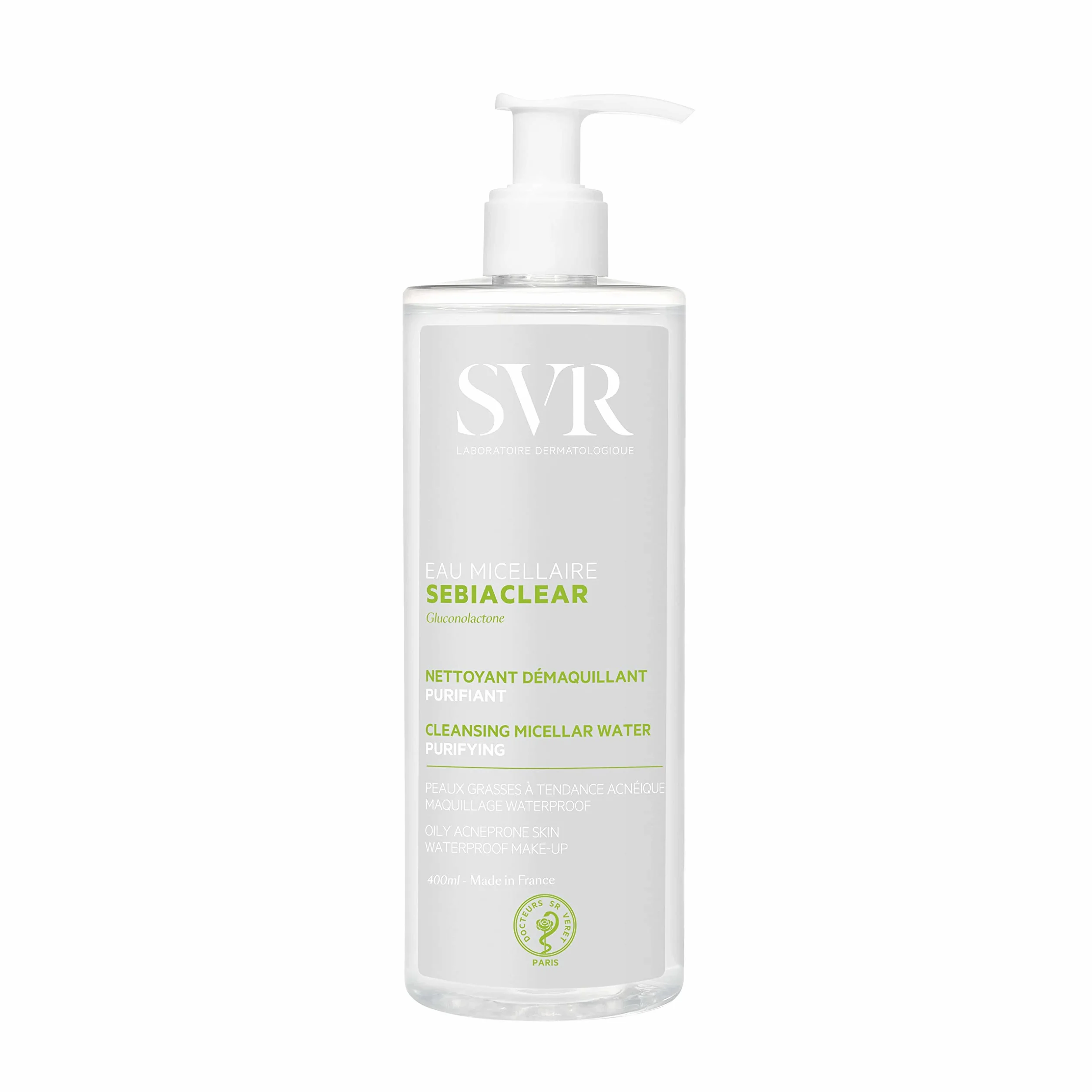 SVR Sebiaclear Eau Micellaire 400 ml – Eau nettoyante purifiante et matifiante pour peaux mixtes à grasses