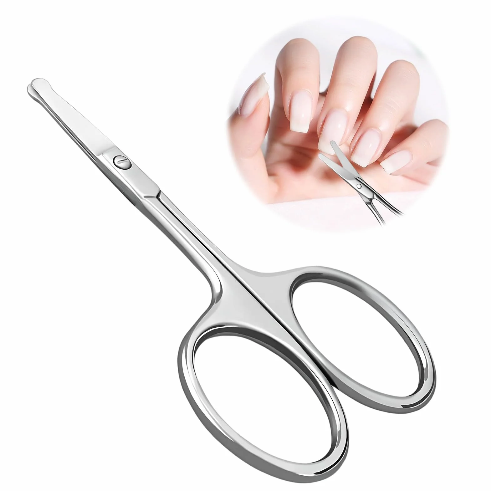 Ciseaux Ongles Bout Rond Jetstream, Petits Ciseaux Extrêmement Tranchants pour Ongles Doigts et Orteils, Argenté