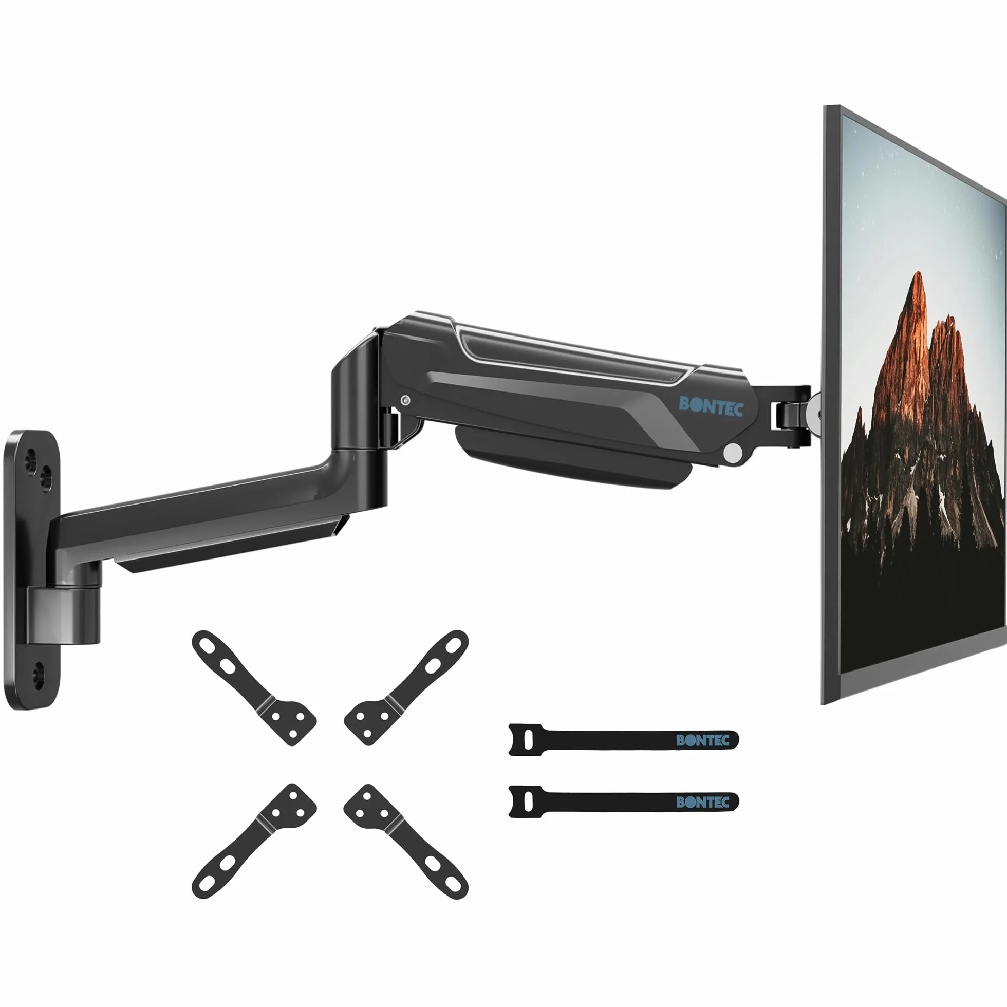 BONTEC Support Mural Bras Articulé Écran PC 13-42 Pouces 9 kg VESA 200x200 Rotation 360° Pivot 180°