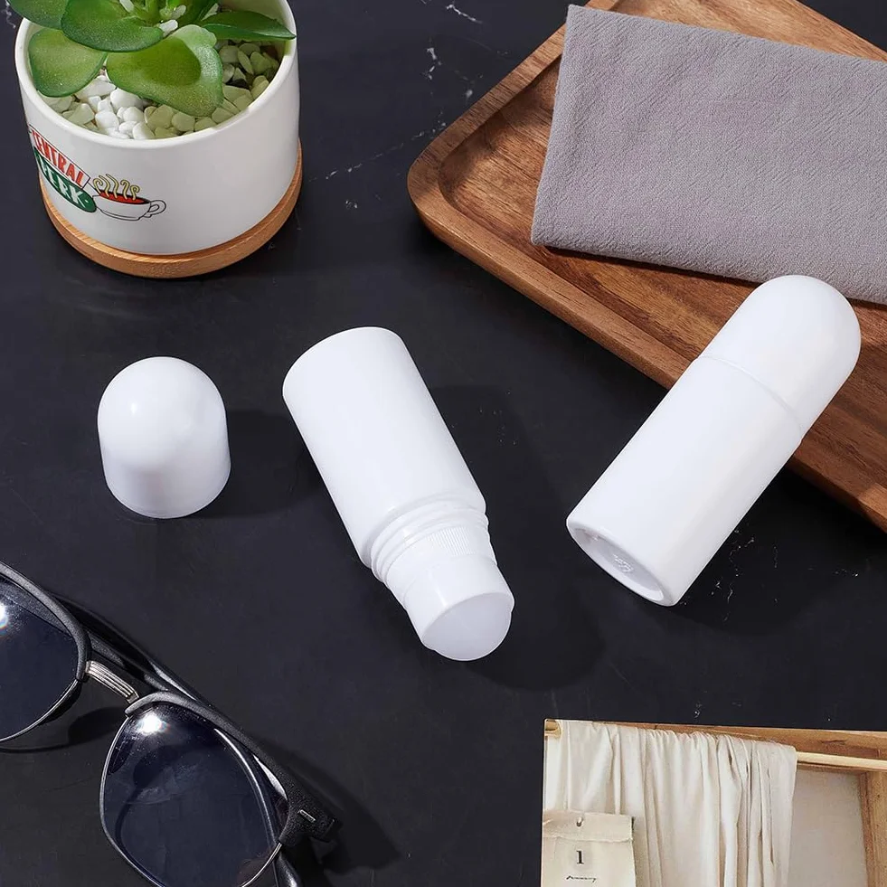 GORGECRAFT 2 x 50 ml Roll on Plastique Blanc Anti Transpirant Vide Réutilisable Déodorant Anti Fuite Rechargeable Voyage Cosmétiques Parfums