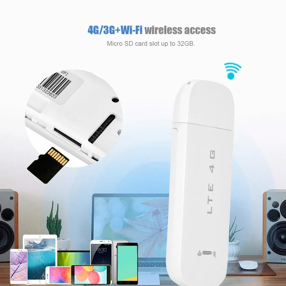 Clé USB 4G LTE, carte réseau sans fil 150 Mbit/s, modem USB/point d'accès WiFi prenant en charge jusqu'à 10 utilisateurs WiFi, dongle WiFi USB 4G