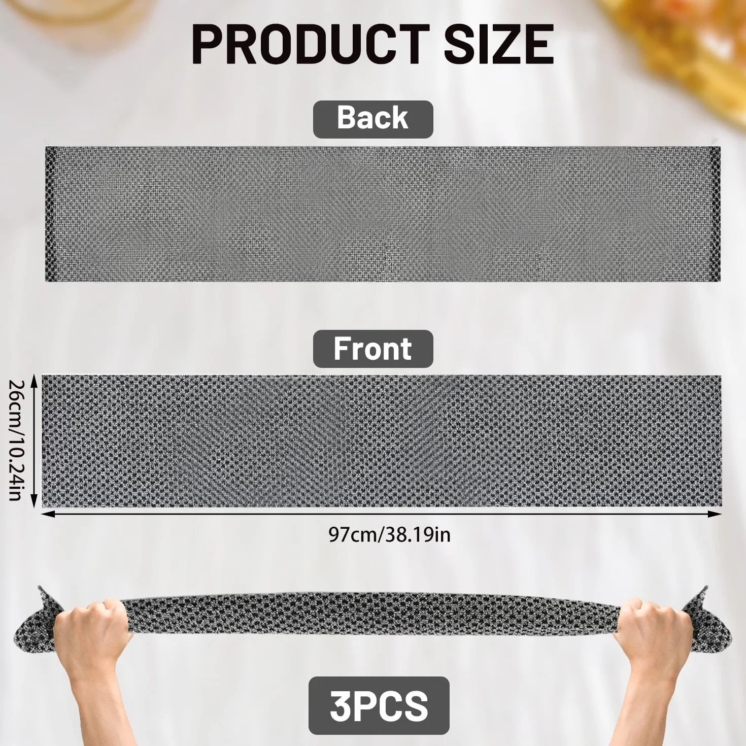 Serviettes Exfoliantes Lot de 3, Serviette de Douche Antibactérienne Longue, Gommage Corps Noir