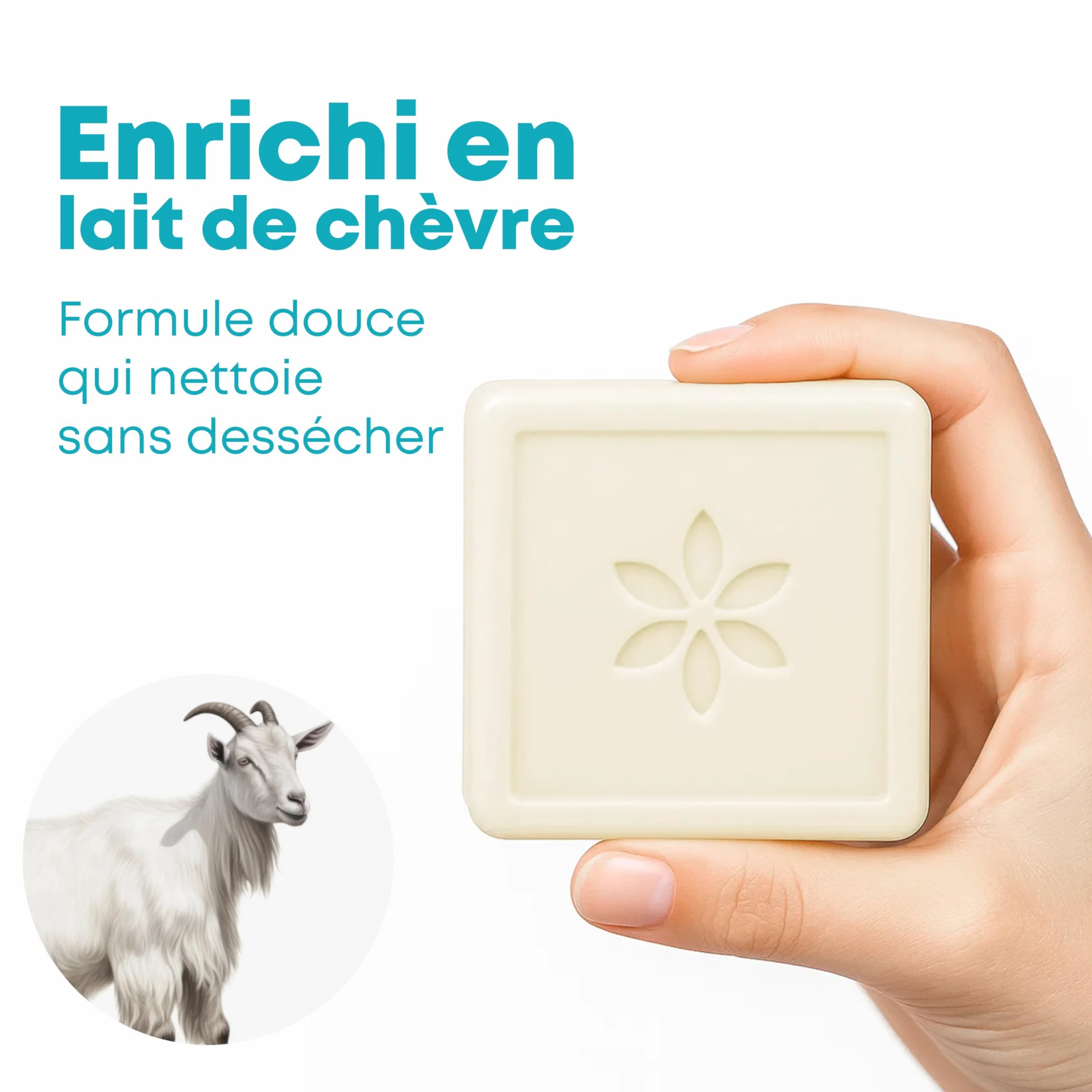 Savon Lait de Chevre PhytoFlora Anti-Acné Eczéma Points Noirs 125g Shampoing Solide Gommage Visage Provitamine B5