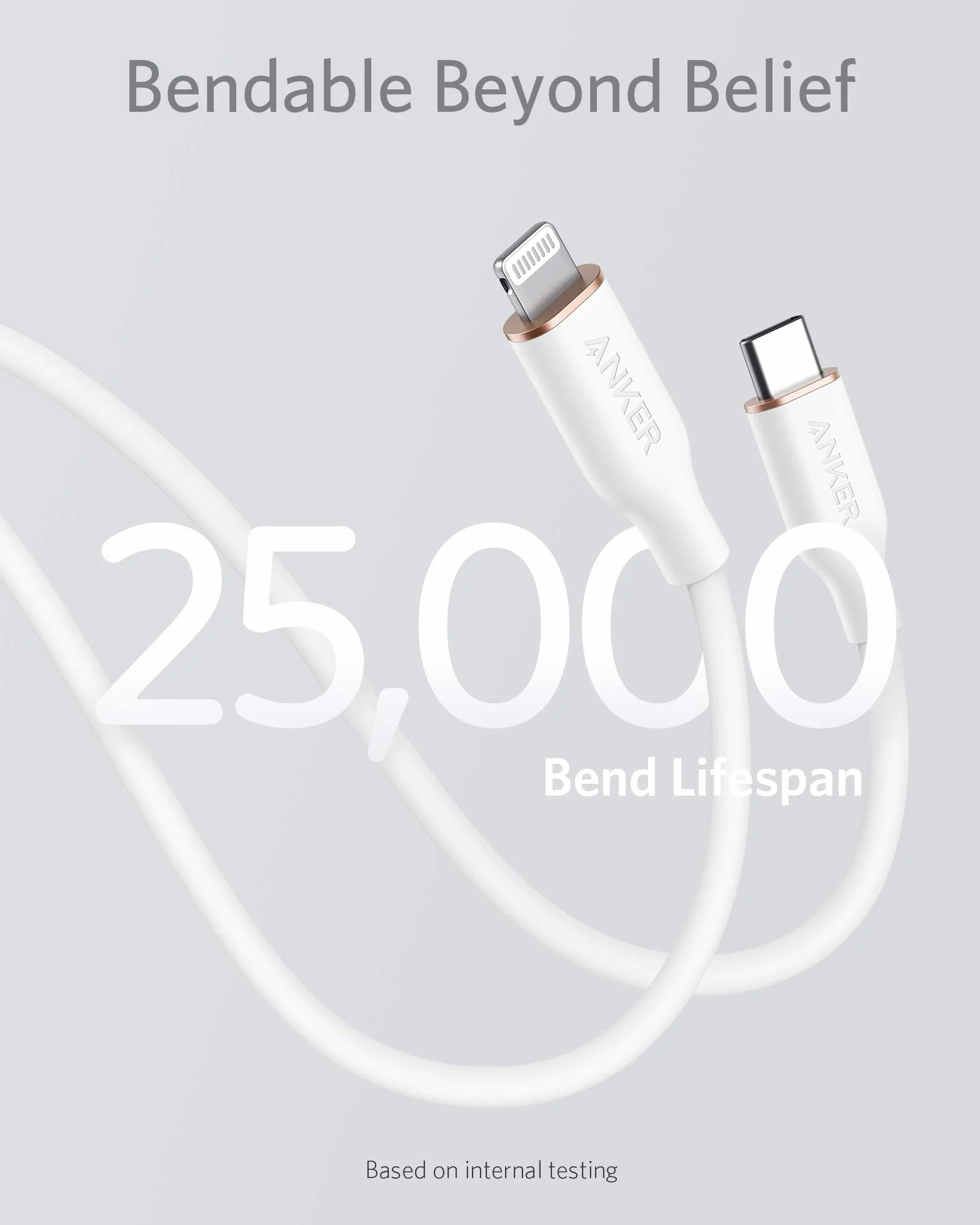 Anker PowerLine III Flow USB C vers Lightning câble iPhone 180 cm MFi silicone blanc