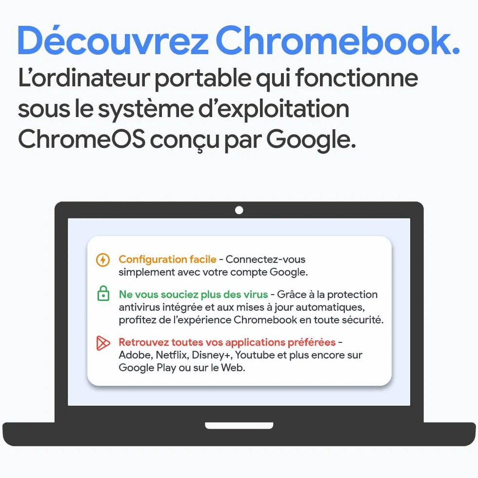 Lenovo IdeaPad Slim 3 Chromebook 14M868 Ordinateur Portable 14'' FHD MediaTek Kompanio 520 RAM 4Go SSD 64Go Clavier AZERTY Français Bleu