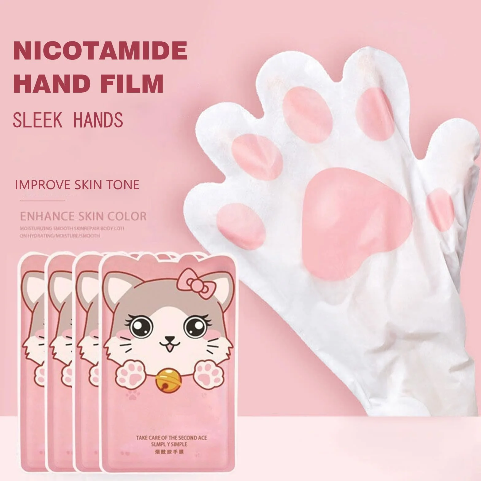 Gants Hydratants Pour Les Mains Masque De Soin Niacinamide Rose 5PCS