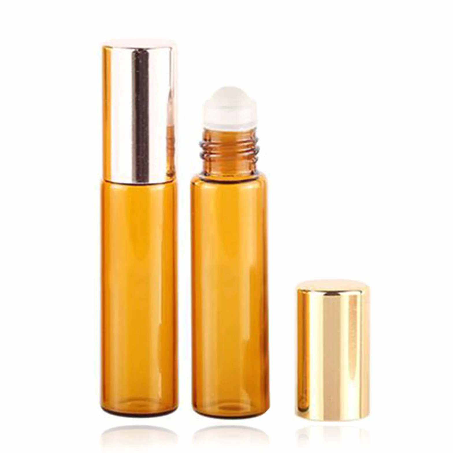 Flacon Roll On en Verre Vide 2 Pcs pour Huile Essentielle Aromathérapie avec Bille en Acier Inoxydable