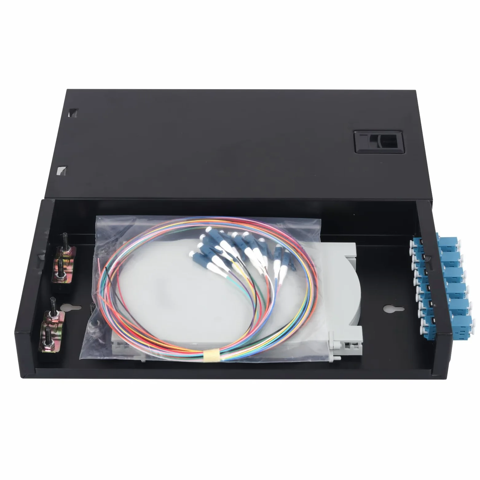 LC-SM Lot de 2 boîtiers en fibre optique duplex 12 ports avec bobine monomode LC-UPC (comprend 1,2 m Pigtail et 6 coupleurs)