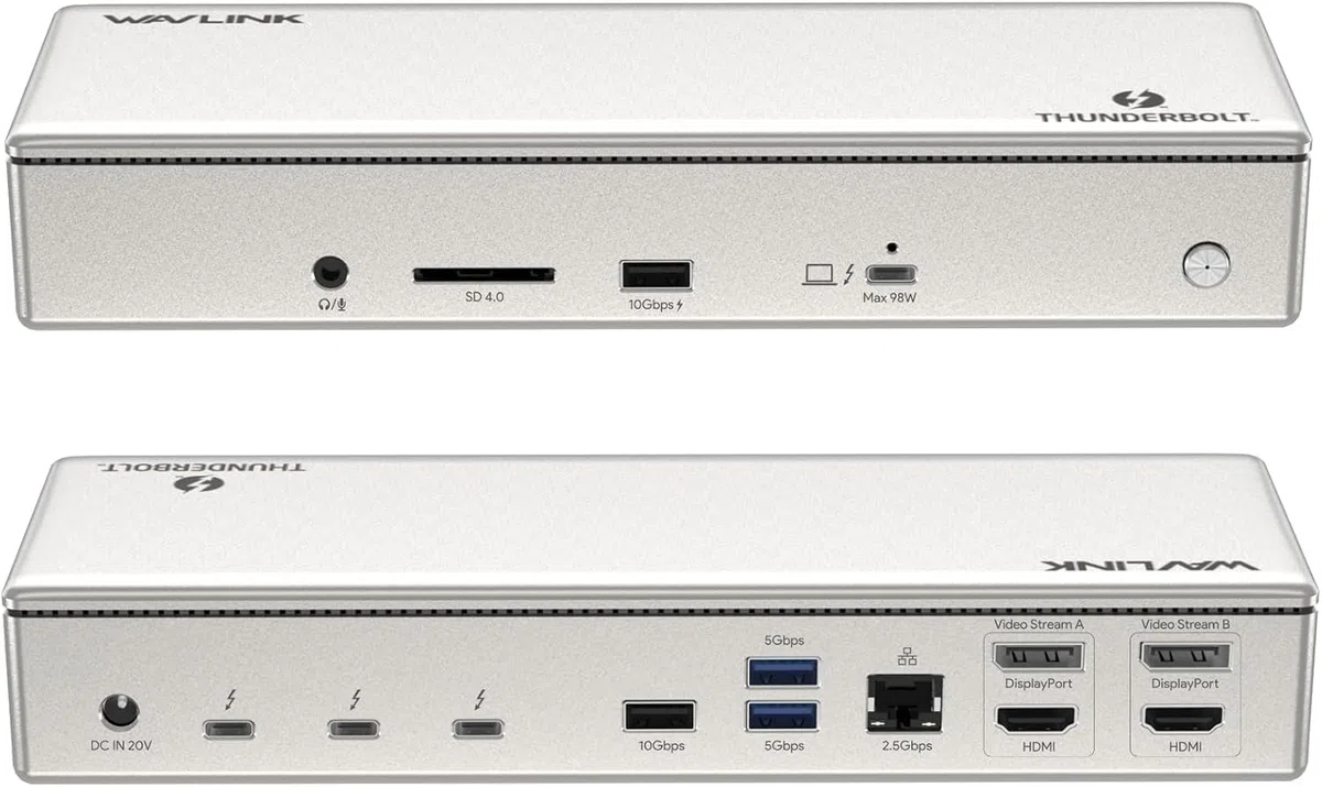 WAVLINK Thunderbolt 4 Dock 40Gbps, 96W PD, 8K/Quad 4K, pour Mac & Windows