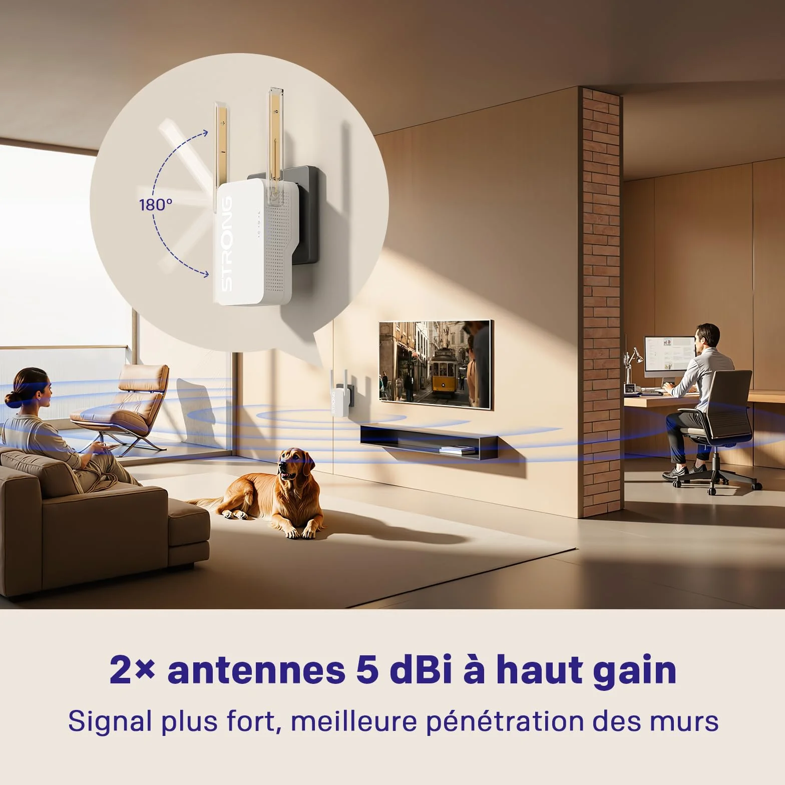 Répéteur WiFi AX3000 WiFi 6 Prise Murale Dual Band Antennes Externes WPS Point d'accès