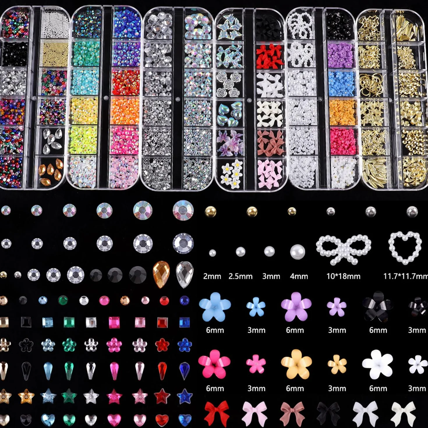 Strass Ongle Nail Art 3500 Pièces avec Pince à Epiler et Stylo de Cueillette pour Décoration