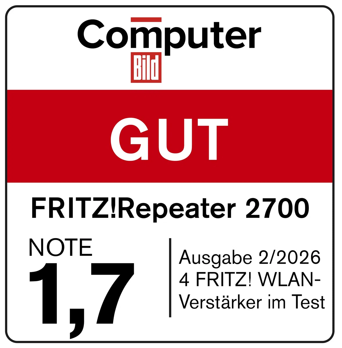 Fritz!repeater 2700 - WI-Fi 7 Und Intelligentes Mesh ?berall Im Heimnetz (20003135)