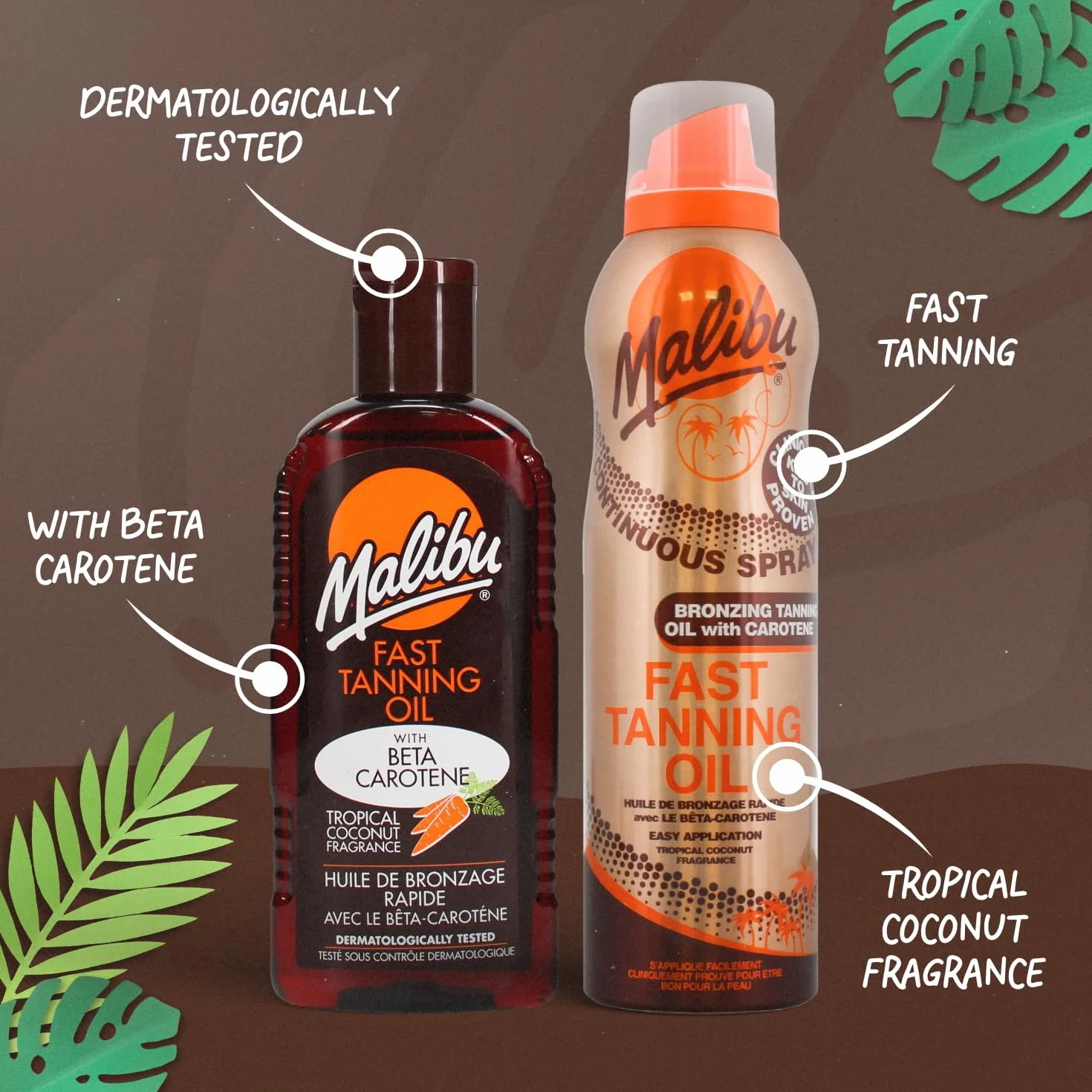 Huile de bronzage MALIBU bêta-carotène rapide 100 ml