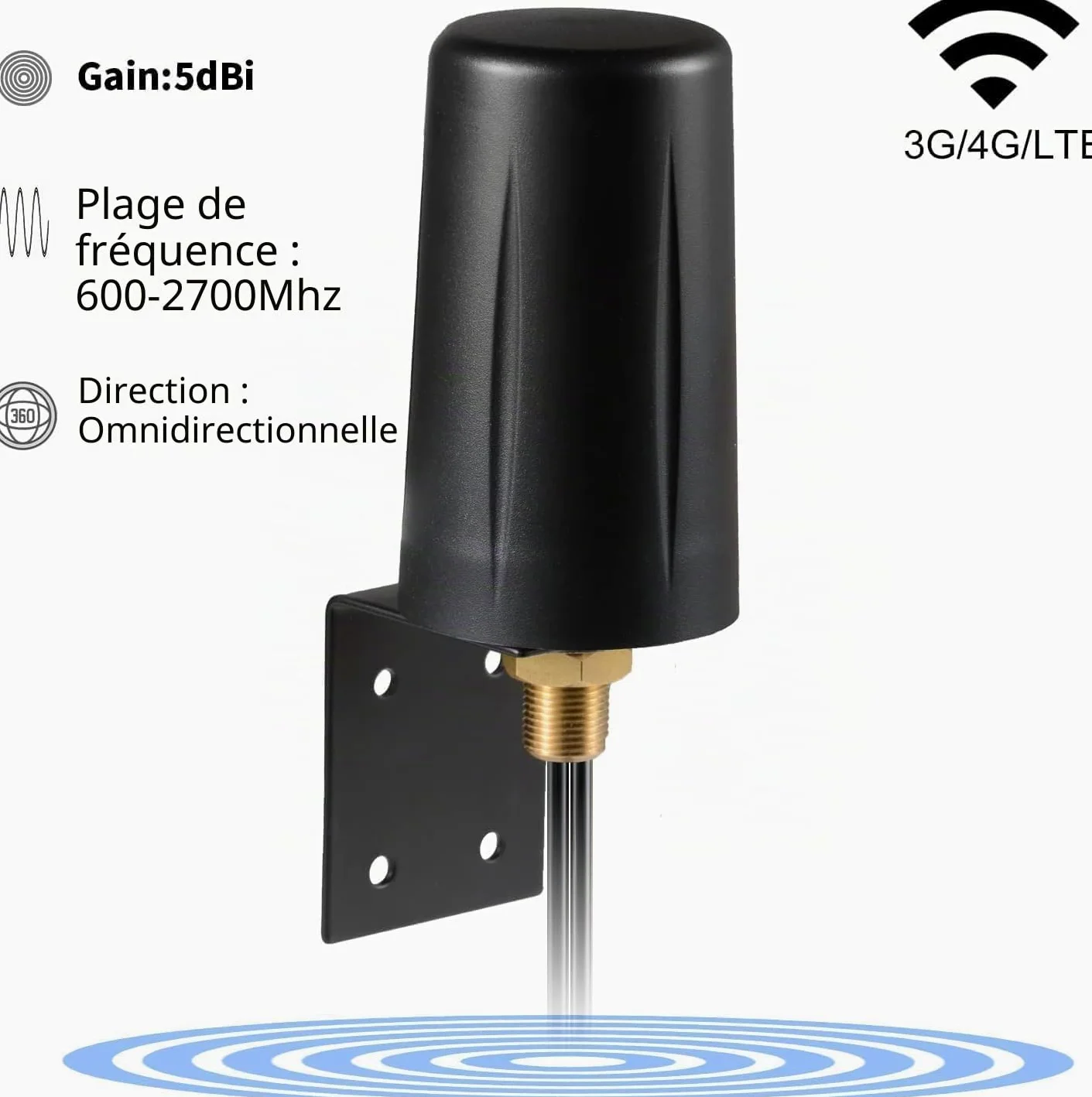 Antenne extérieure omnidirectionnelle 4G LTE 2 x 2 MIMO à profil bas compatible avec Huawei TP-Link 4G LTE Internet Hotspots, routeurs et passerelles Supaerial