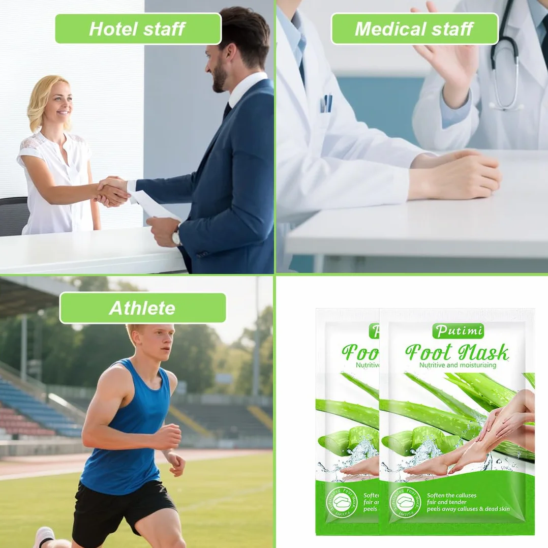 Masque Pied Peeling Exfoliant Aloe Vera 2 Paires Enlever Callosités