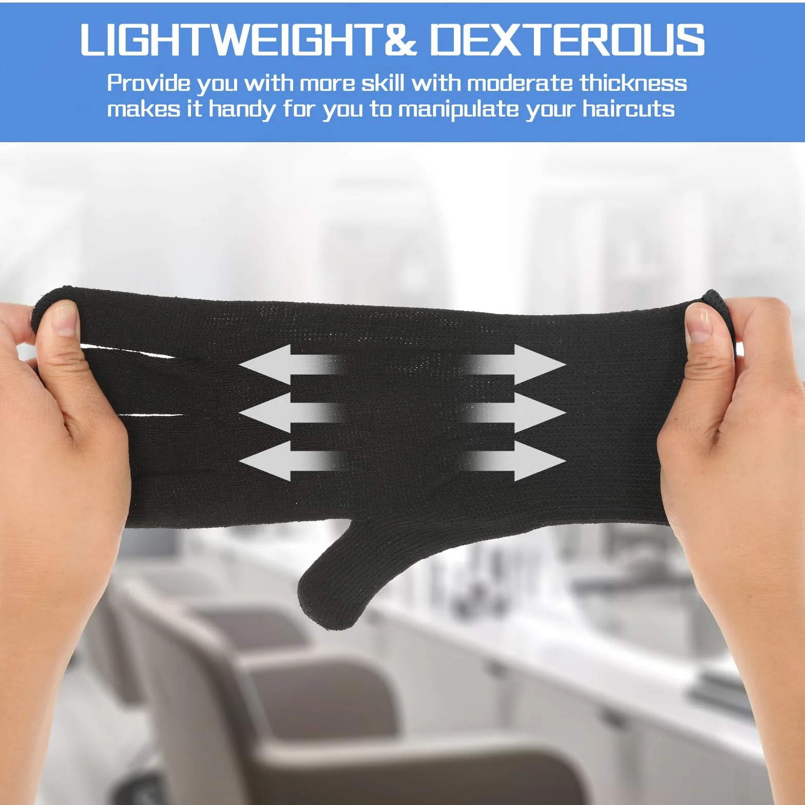 Gants résistant à la chaleur pour coiffure, fer à friser, lisser, bordure noire