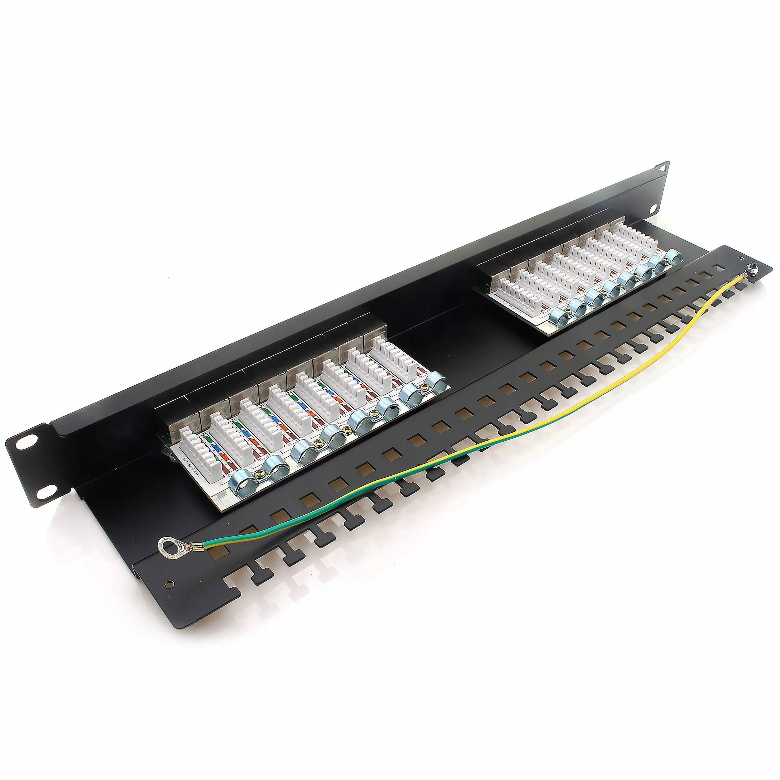1aTTack.de 367460 Panneau de brassage CAT6a Panneau de distribution noir 16 ports Technologie de connexion LSA+ Distribution réseau - RJ45 - TIA 568 A/B - noir