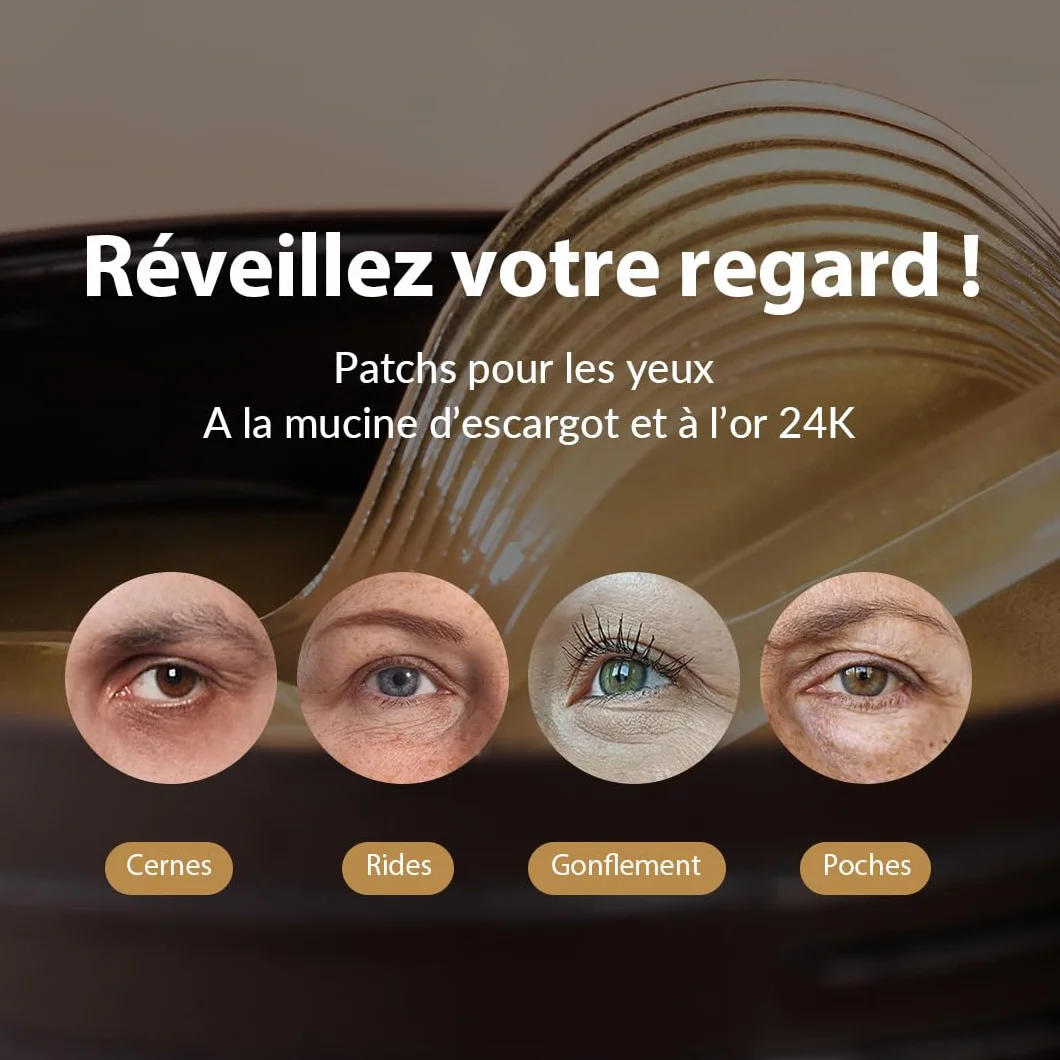 MIZON SNAIL REPAIR GOLD EYE GEL PATCH x60 Soin coréen Anti cernes Anti-âge Extrait de Bave d'Escargot