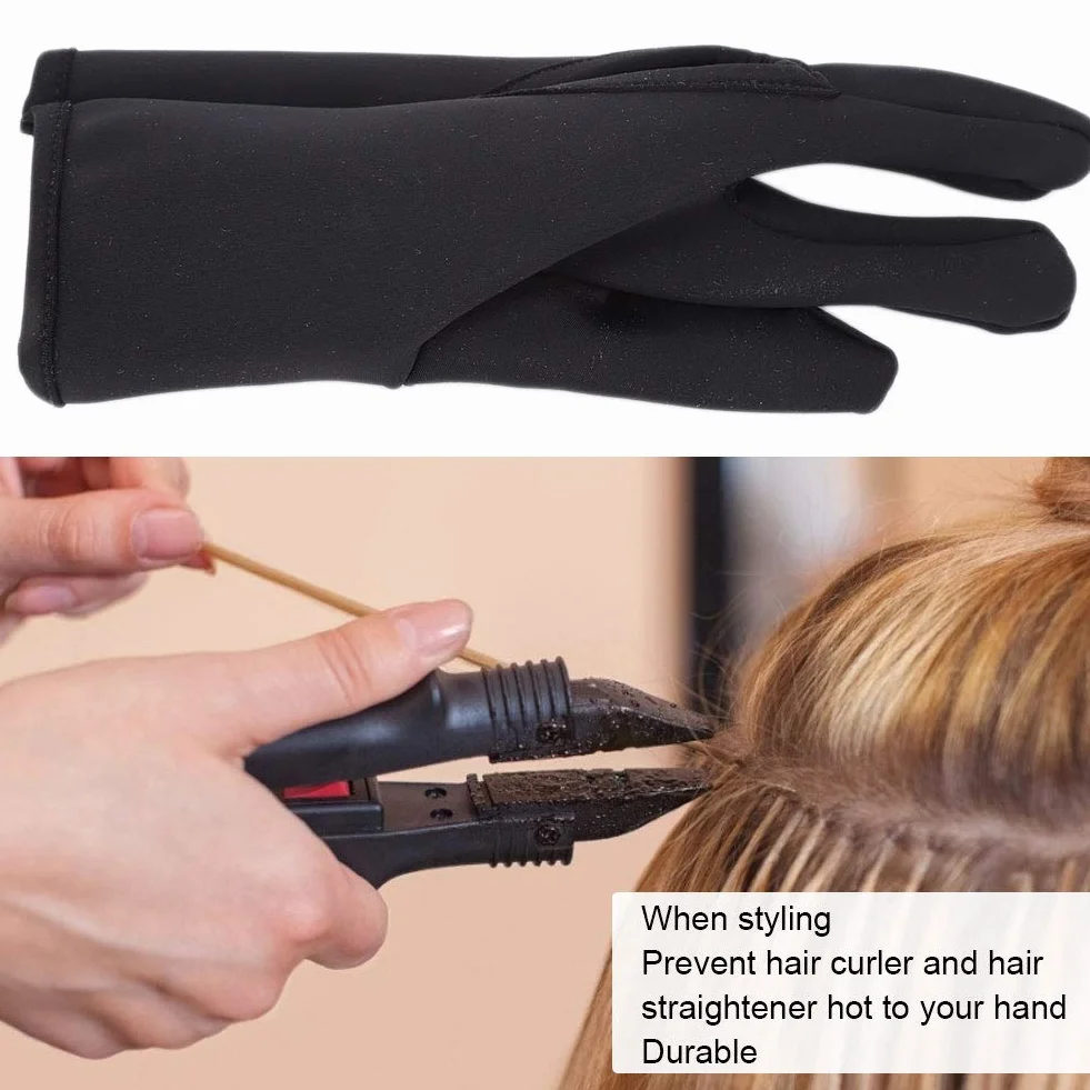 Gant de coiffure protection 3 doigts isolant salon noir
