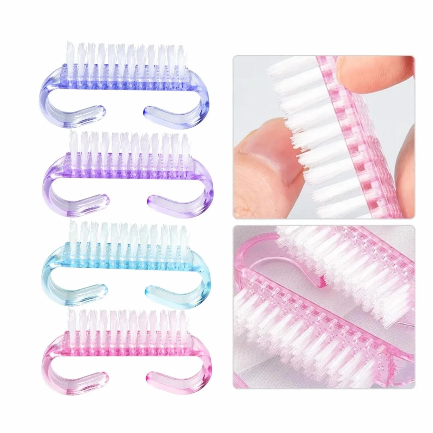 Brosse Ongles à Manche 4 Pièces Brosse de Nettoyage Plastique