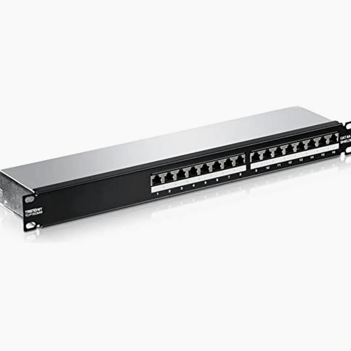 TRENDnet, TC-P16C6AS, Panneau de Brassage blindé 16 Ports Cat6A, boîtier métallique 1U 19", Compatible 10G, Compatible avec Les câbles Ethernet Cat5e / Cat6 / Cat6A, Gestion des câbles