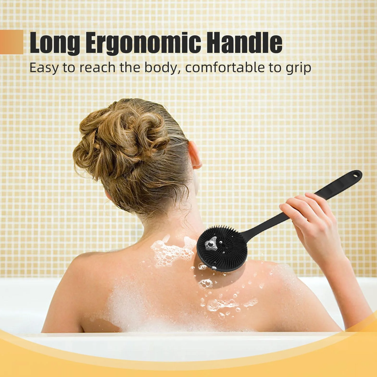 Brosse Douche Long Manche Double Face Exfoliante Massante Silicone