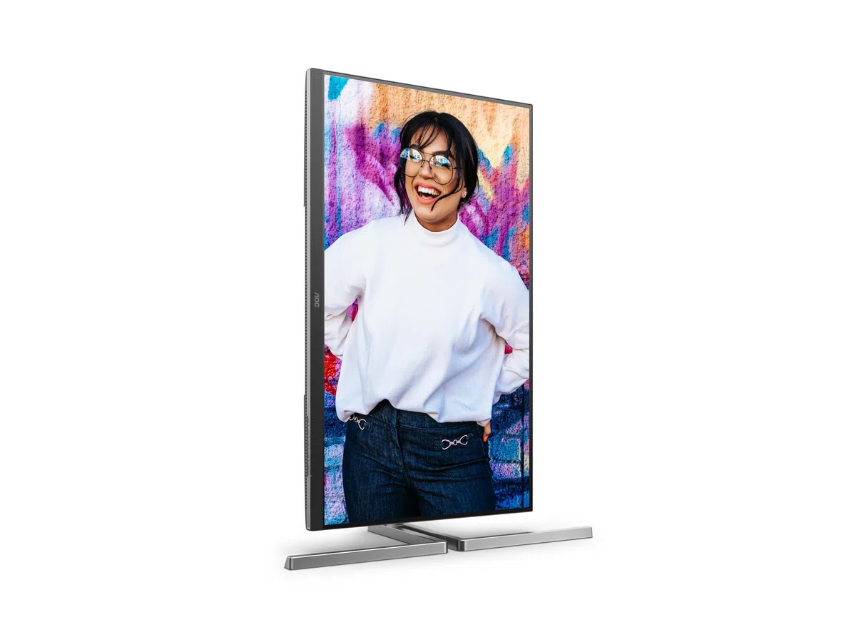 AOC Moniteur U32U3CV 32 Pouce 60Hz Nano IPS Dalle, 4ms GtG, VESA HDR400 (Certified), Ajustable en Hauteur, Haut-parleurs, USB Hub(3840x2160 HDMI 2X 2.0 DP 1x 1.4) Noir/Argent