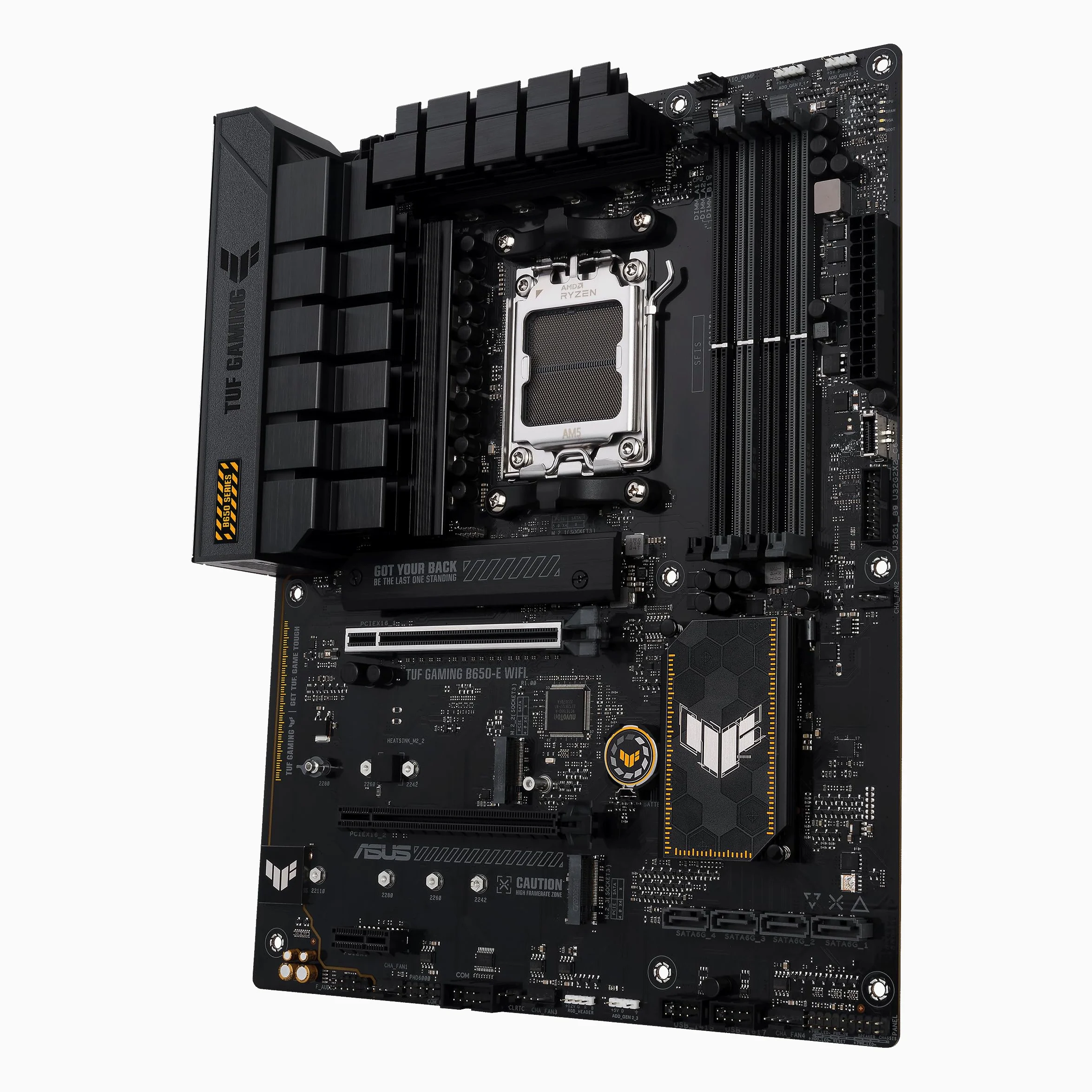 TUF Gaming B650-E Carte mère WiFi AMD B650 AM5 ATX, DDR5, 8+2 niveaux d'alimentation équipés, PCIe 5.0, un emplacement PCIe 5.0 M.2, Realtek Ethernet 2,5 Go, Wi-Fi 6E, HDMI, DisplayPort, Fan Xper4