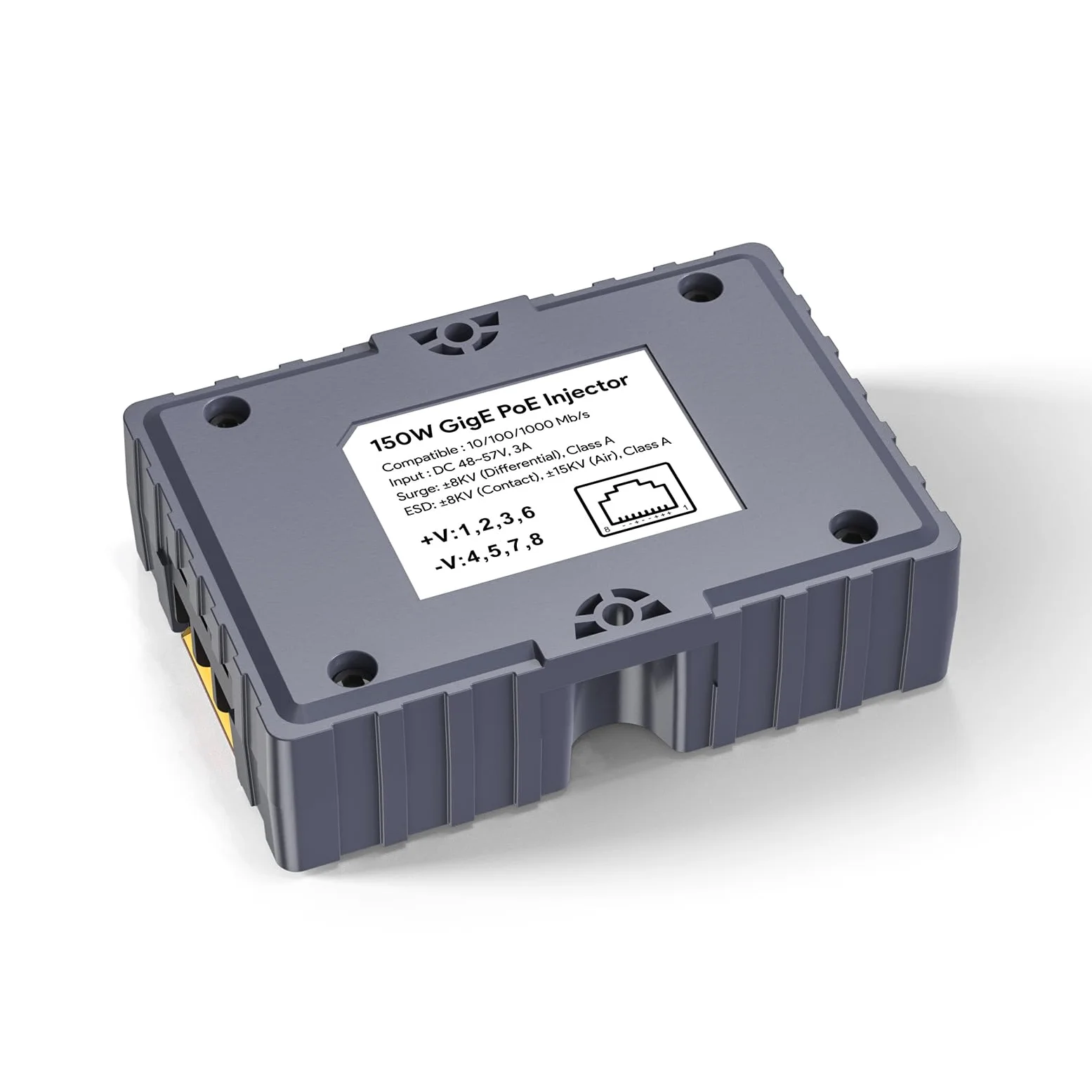 Injecteur PoE ESD Passive Contre Les Surtensions ABS 48-57 V 3 A GigE avec LAN, Adaptateur Ultra PoE 150 W 10/100/1000 Mbps pour Kit Internet par Satellite