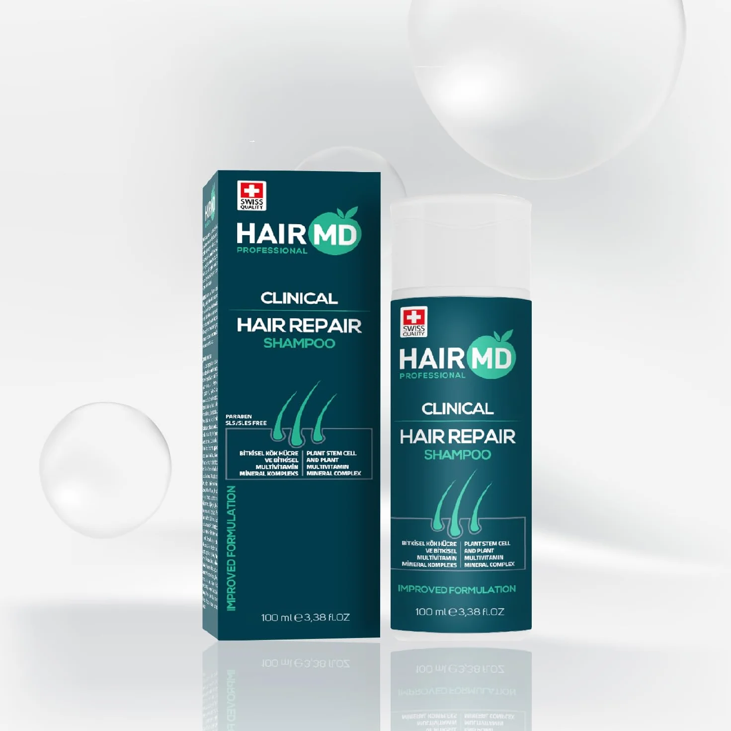 HairMD Transplant Clinical Repair Shampoo 100ml Biotin for Hair Growth Protects Post-Transplant Scalp Reduces Itching Redness Prevents Hair Loss