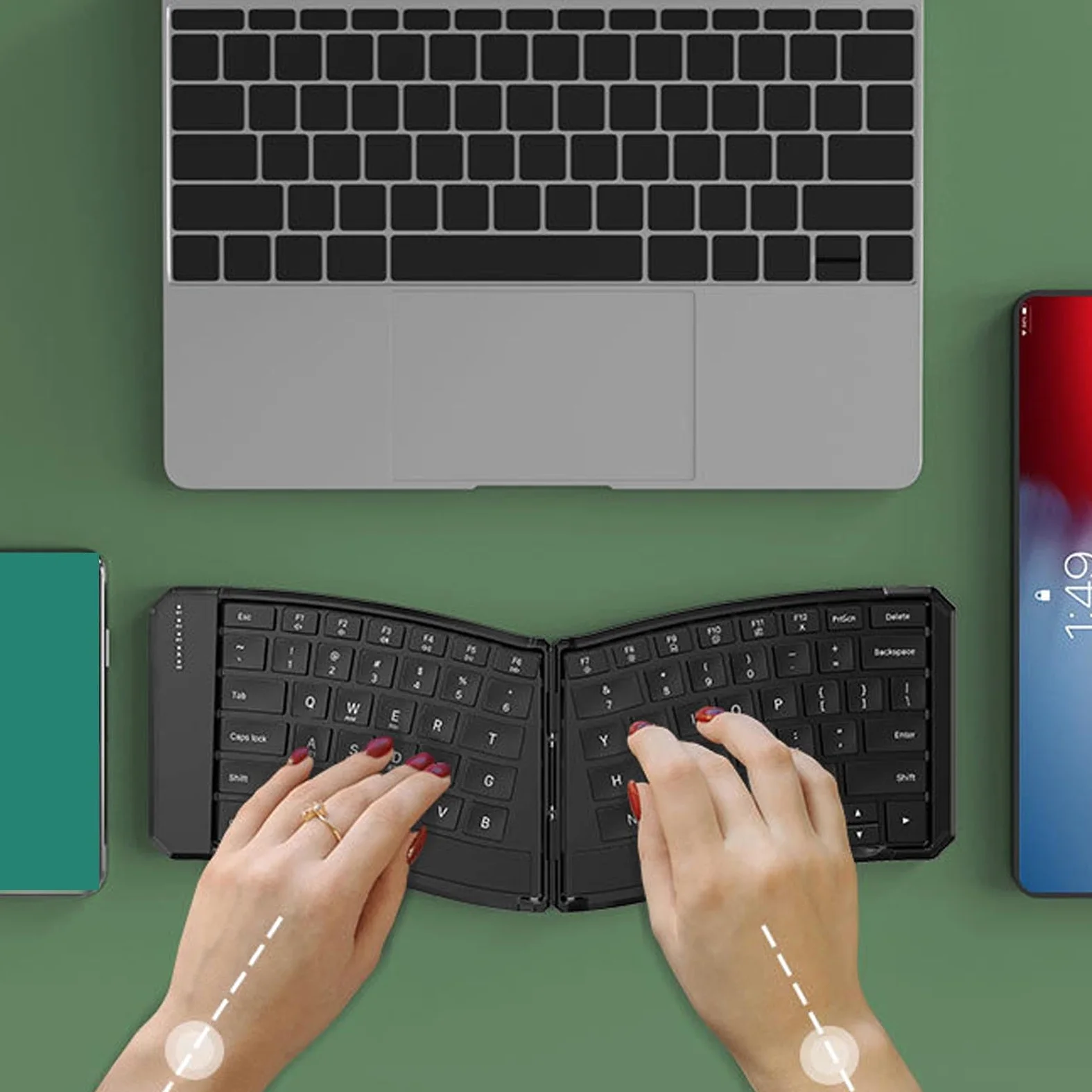 Tosuny Clavier Ergonomique Pliable, Clavier Ergonomique divisé Bluetooth 5.0 sans Fil Portable avec des Clés de Ciseaux Silencieuses, pour Les Affaires, Compatibles avec Un Ordinateur