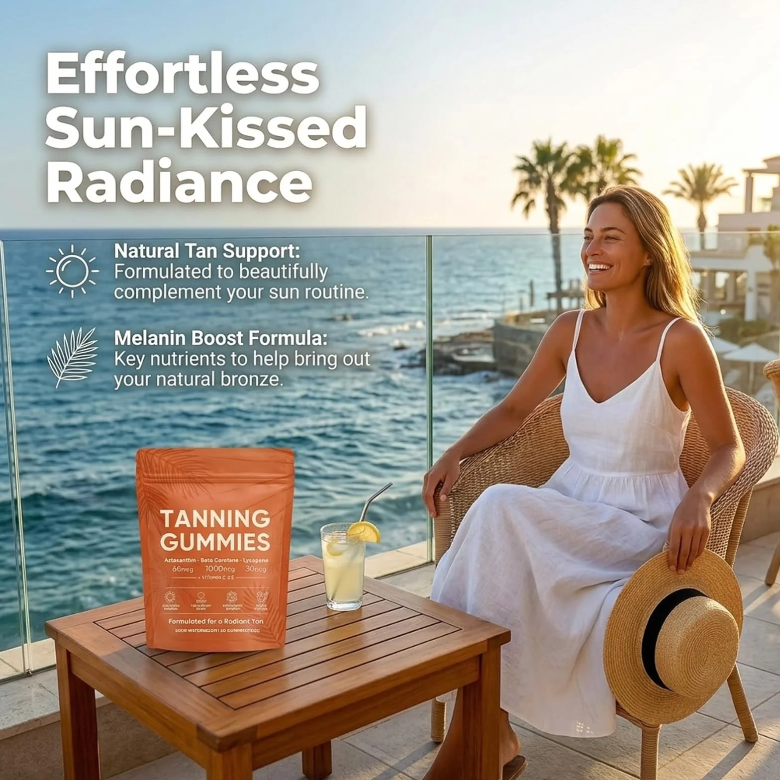 Gummies Autobronzant Gommes Bronzage Peau Lycopène Éclat Hydratation Bronzage Rapide Sans Soleil