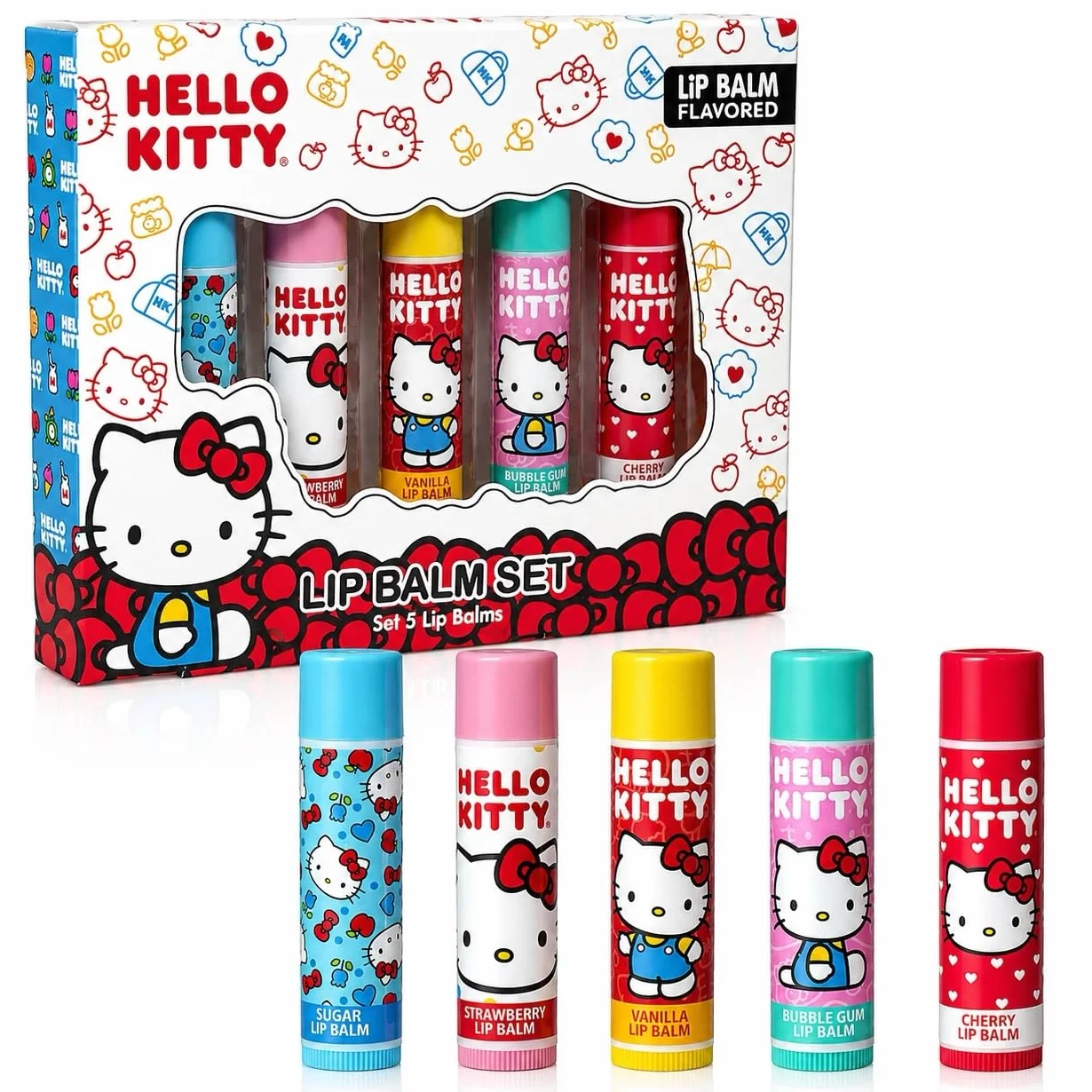 Hello Kitty Lot de 5 baumes à lèvres