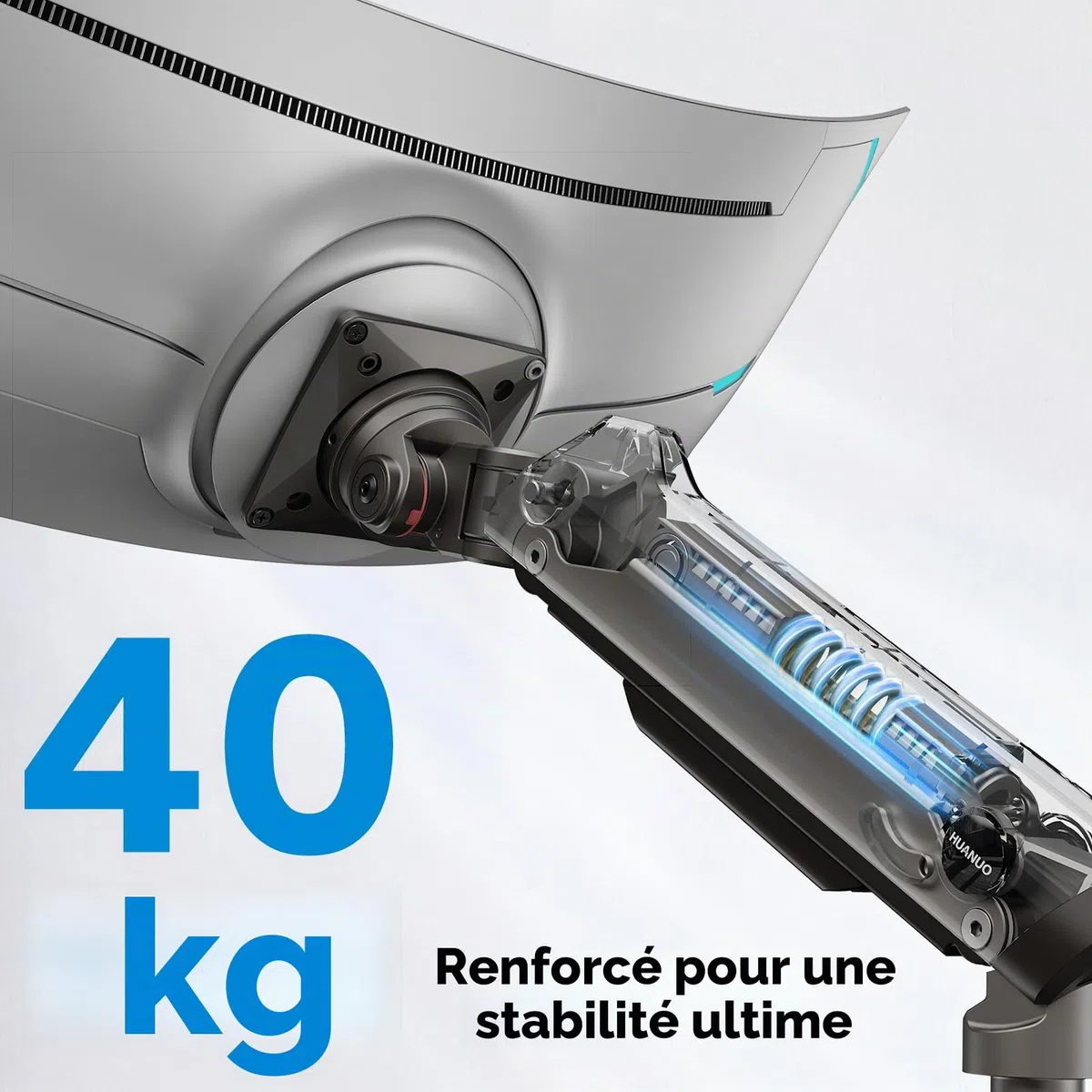HUANUO Bras Écran PC 2 Écran Ultra-Large 13 à 49 Pouces à 18 kg, Support Double Écran PC Bureau Extra Haut e, Support Écran PC 2 Écran Empilé Verticalement et Réglable, VESA Max 100 x 100mm