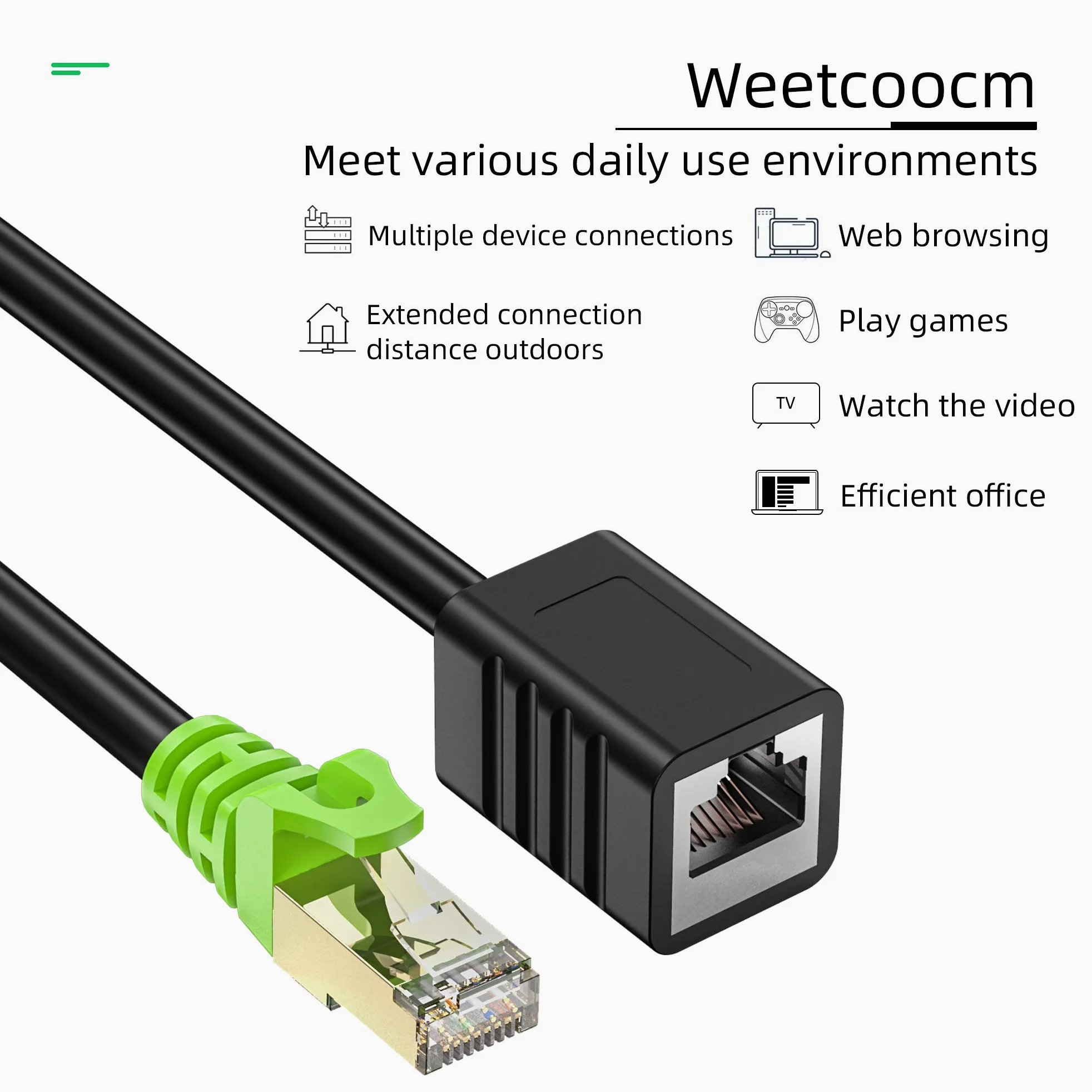 Câble d'extension Ethernet Cat6a de 30,5 m, câble d'extension de raccordement RJ45 blindé mâle vers femelle (30,5 m)