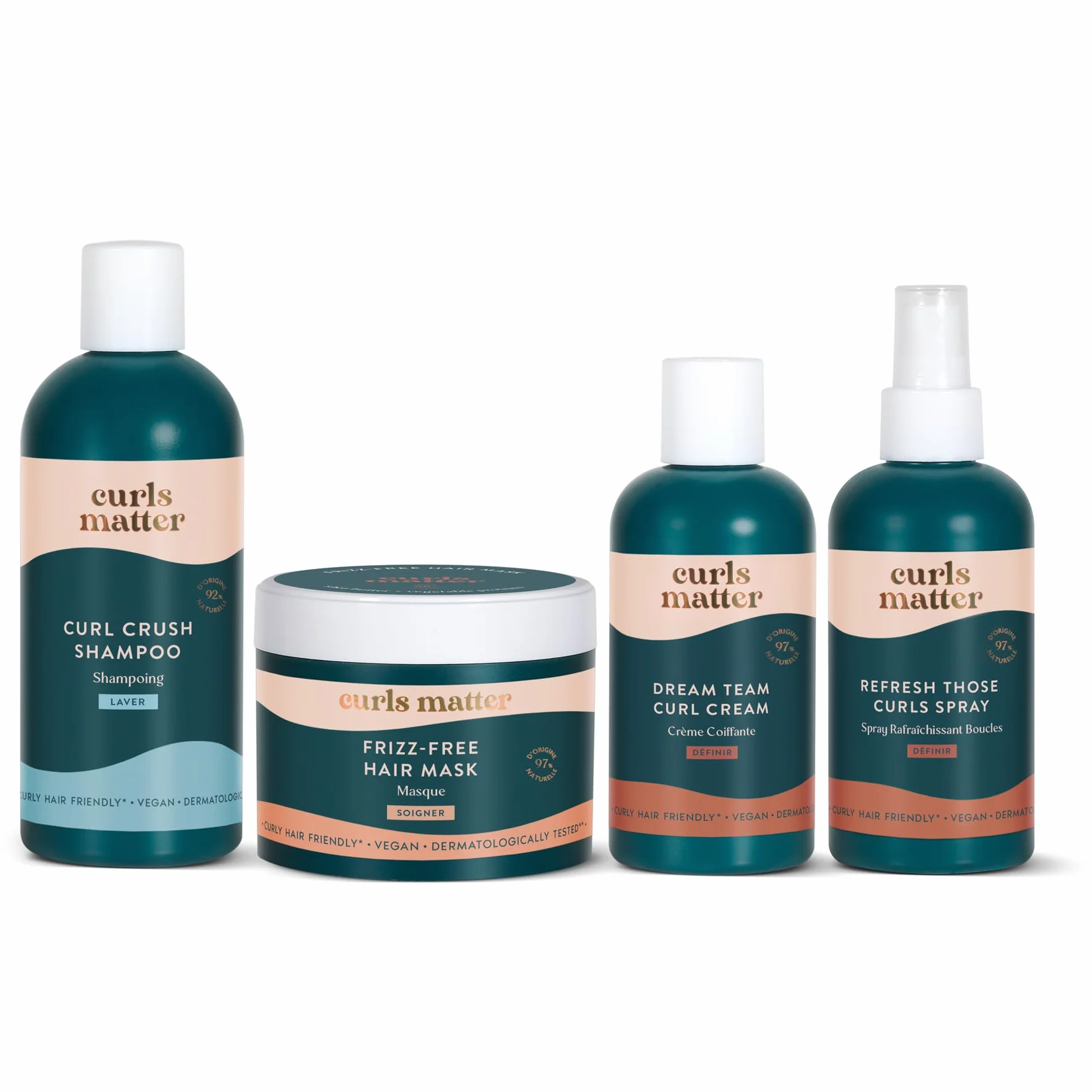Curls Matter Kit Soin Cheveux Bouclés Routine Complète Boucles Souples Définies Hydratées 90% d'origine naturelle