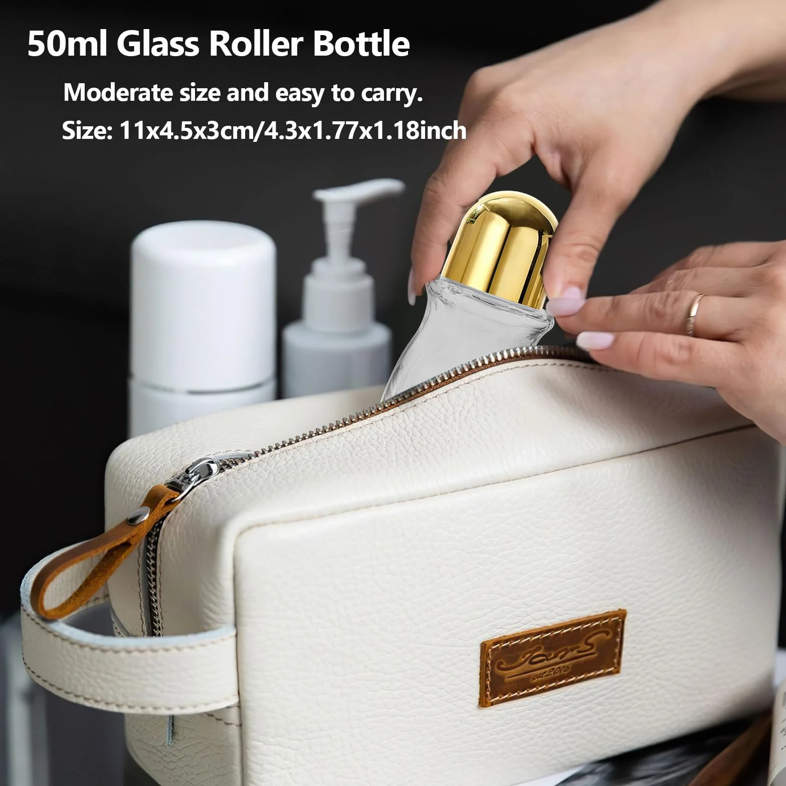 Flacon Vide Huile Essentielle 50ml Verre Rechargeable Roll-on avec Rouleau à Billes pour Aromathérapie