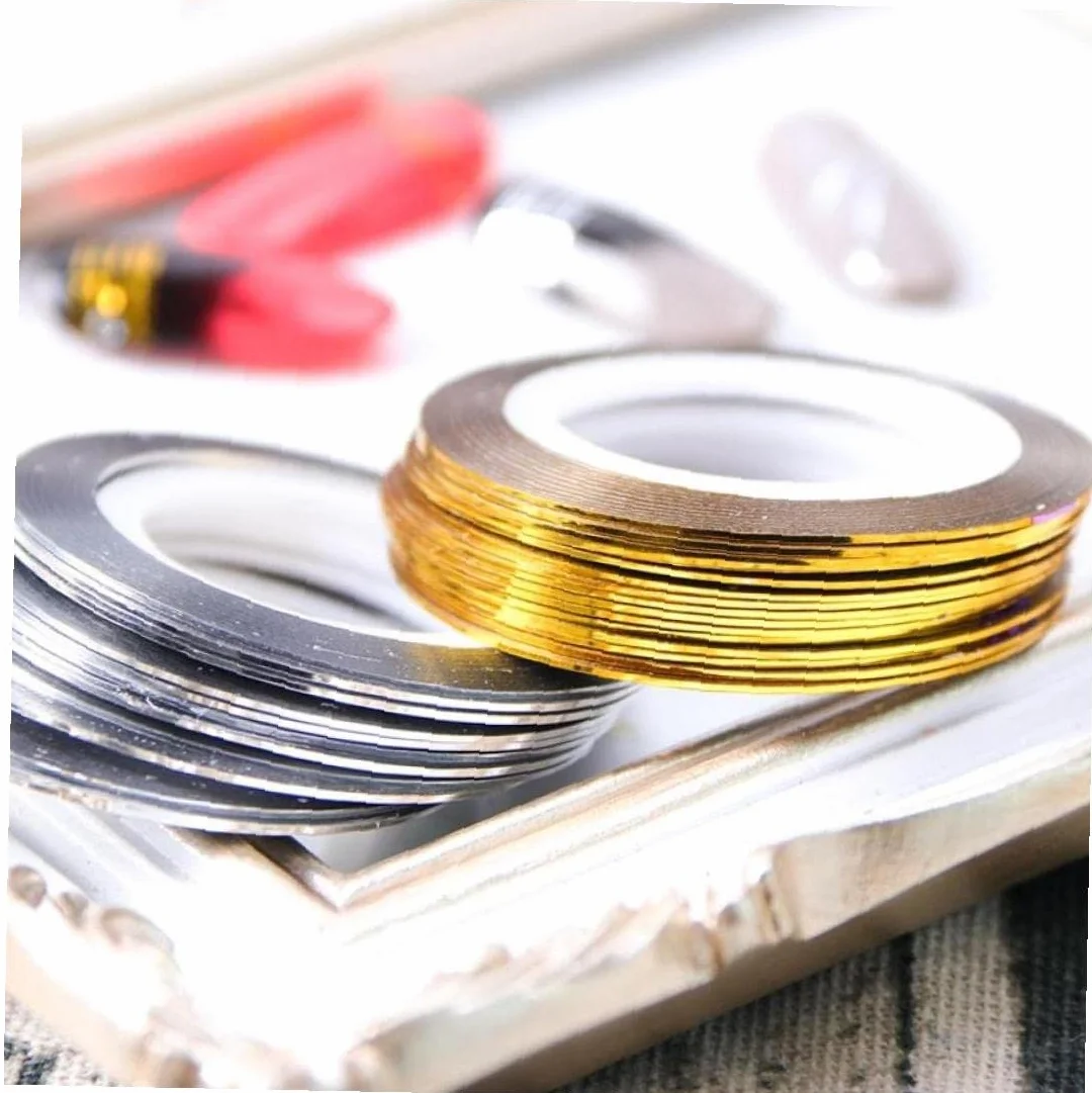 Zonster Bande Autocollants Ongles Doré Argenté 20 Rouleaux 0.1mm Manucure Décoration