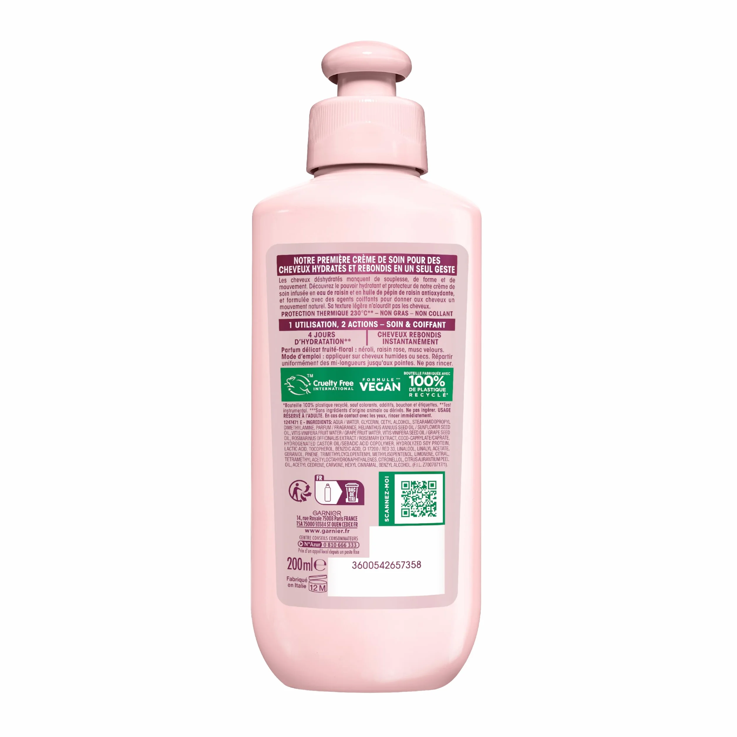 Garnier Ultra Doux Vignes Merveilleuses Crème de Soin 2-en-1 Cheveux Déshydratés 200 ml